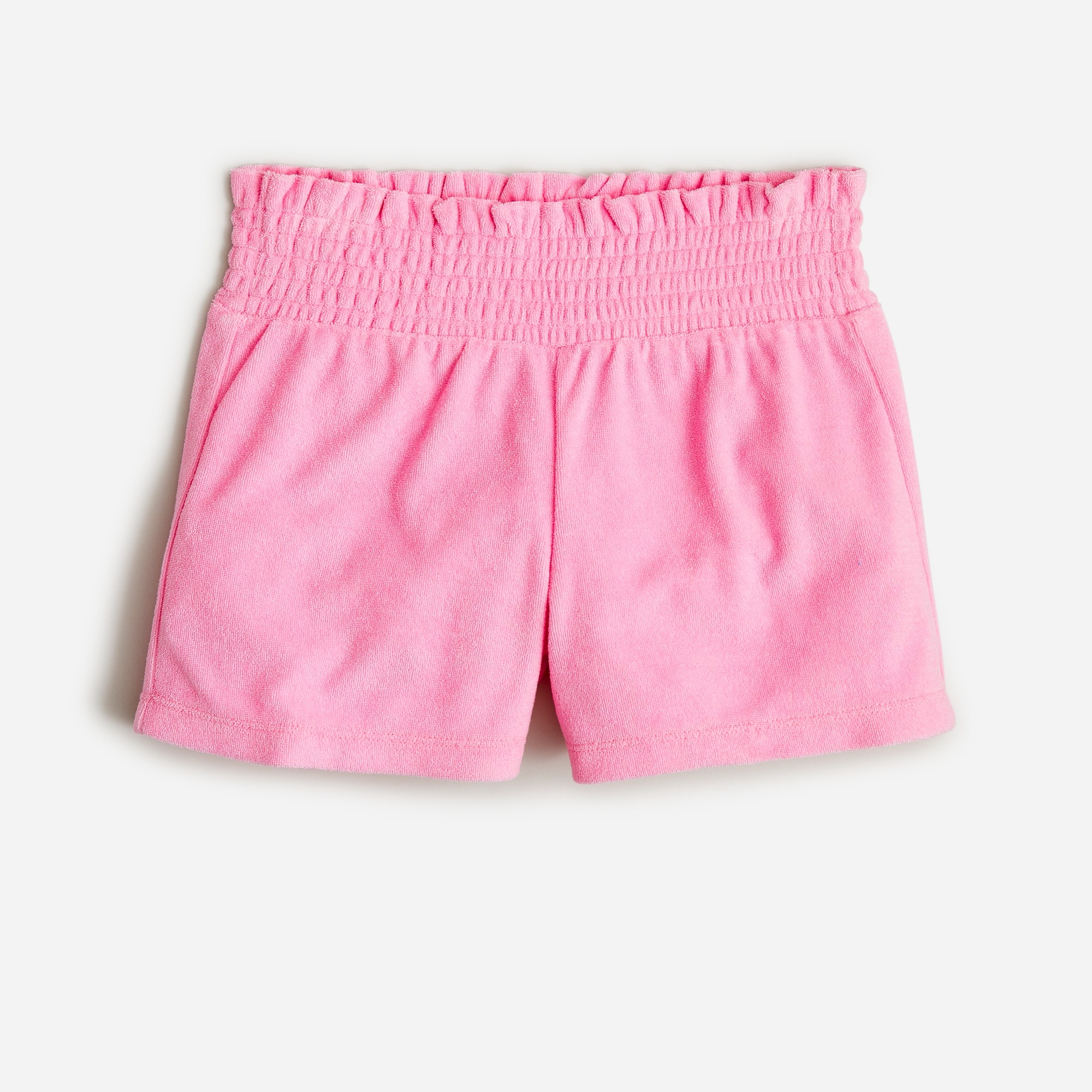 Girls' smocked-waist short in towel terry