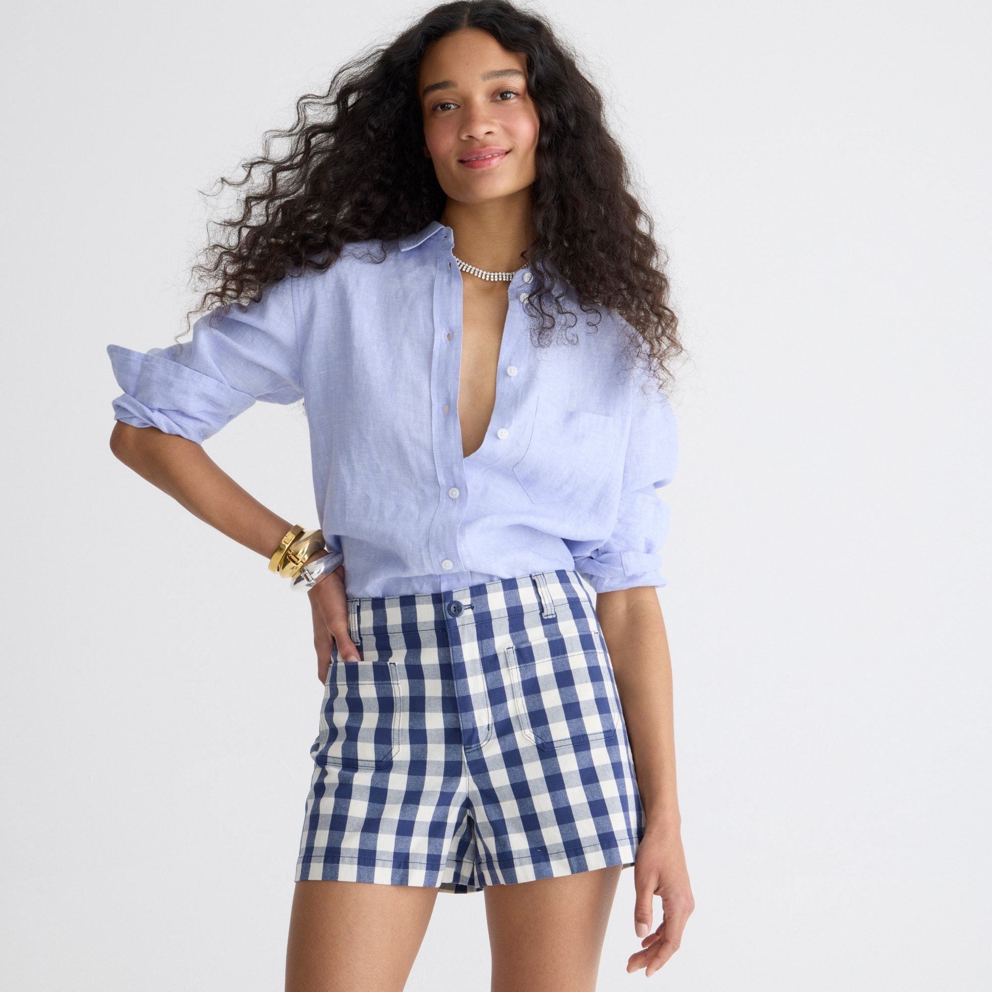 New patch-pocket chino short in gingham