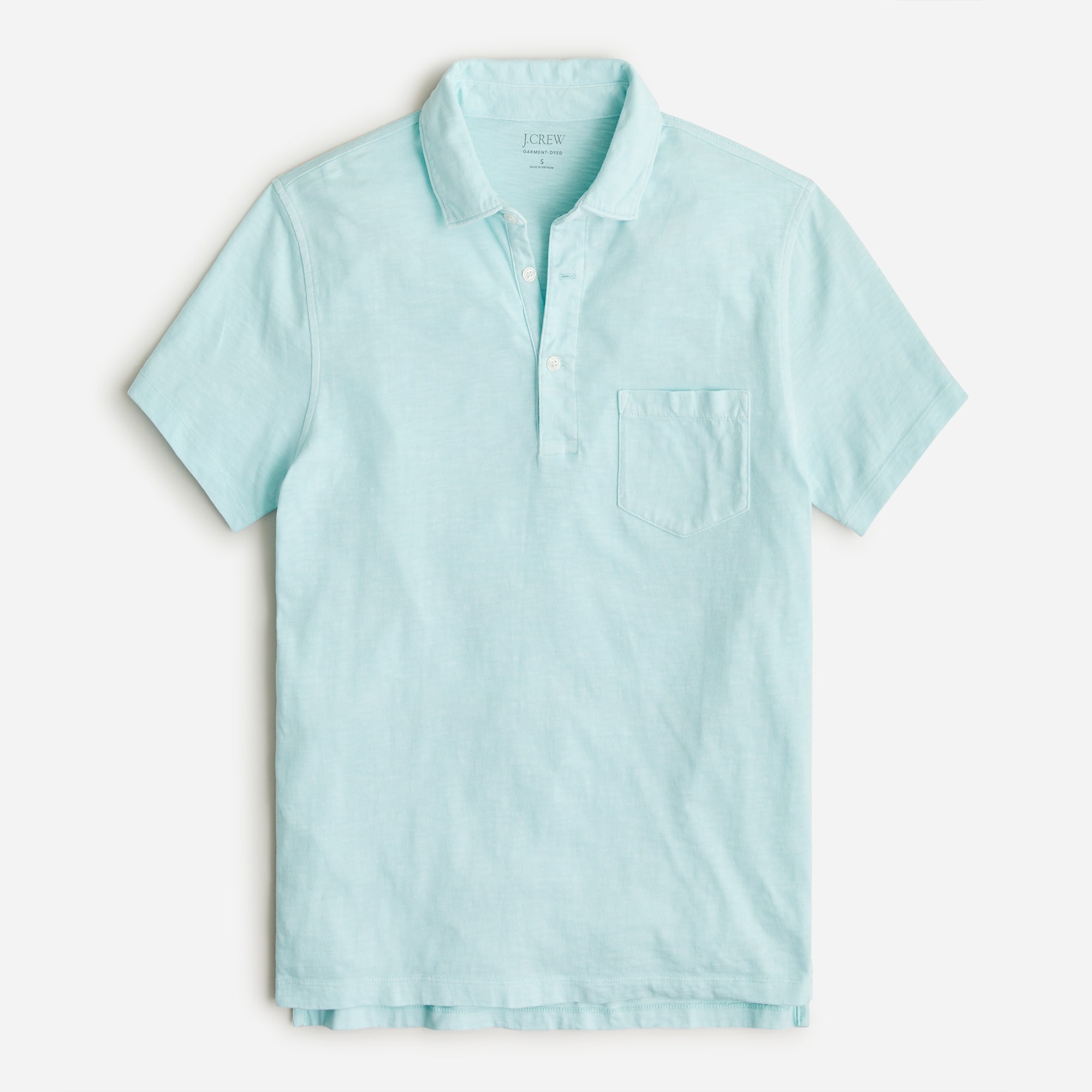 Garment-dyed slub cotton pocket polo shirt