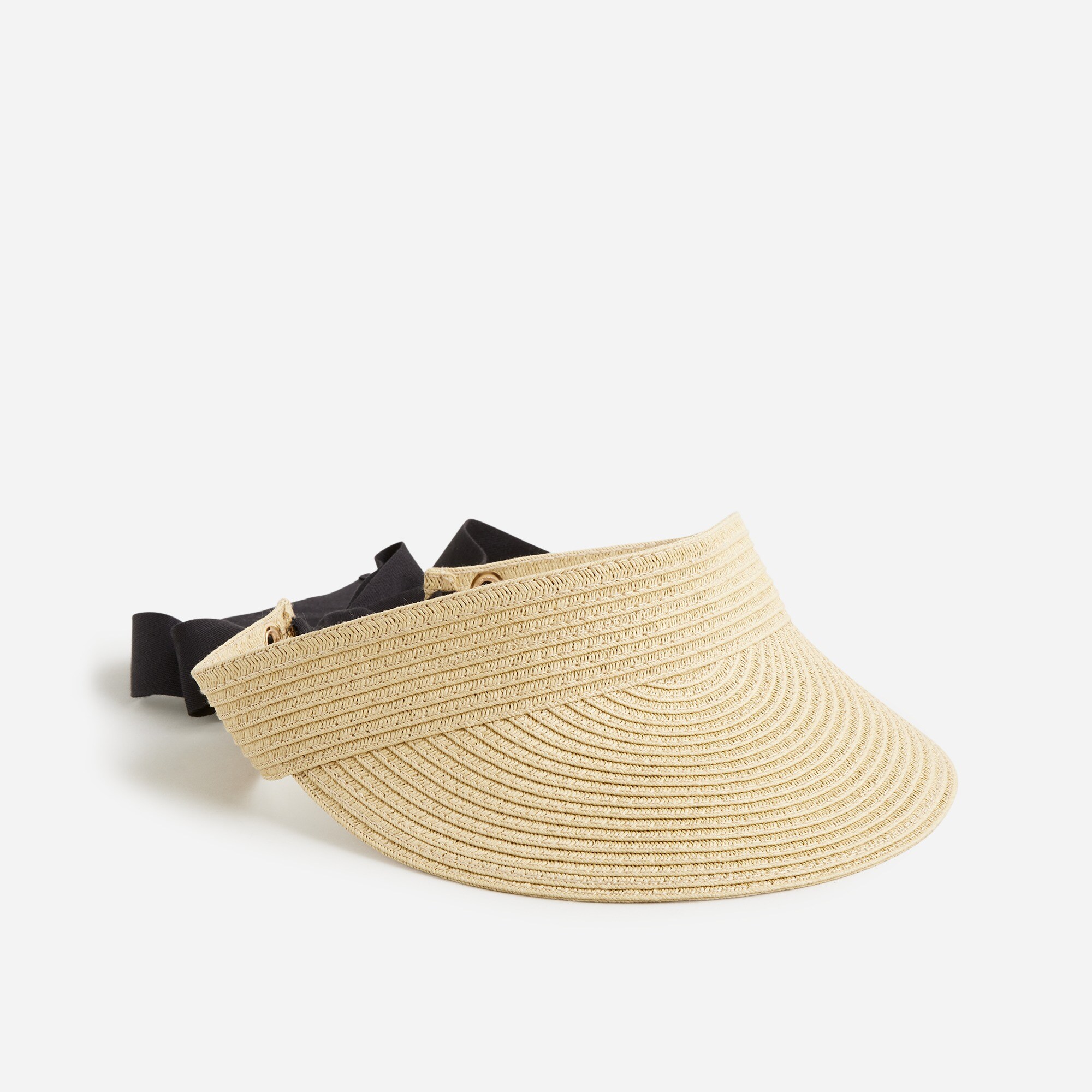 Packable straw visor with ribbon ties