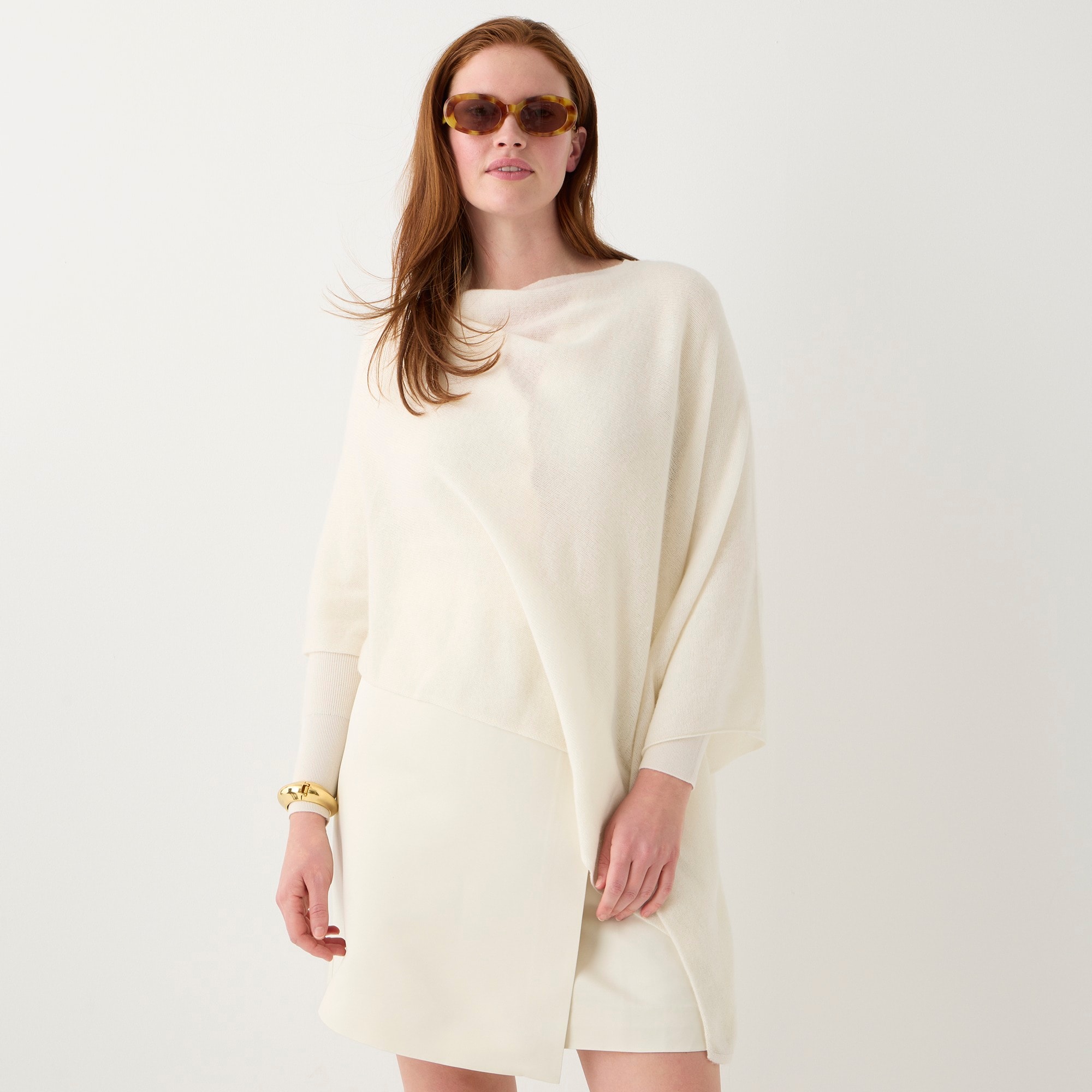 Cashmere-wool blend poncho