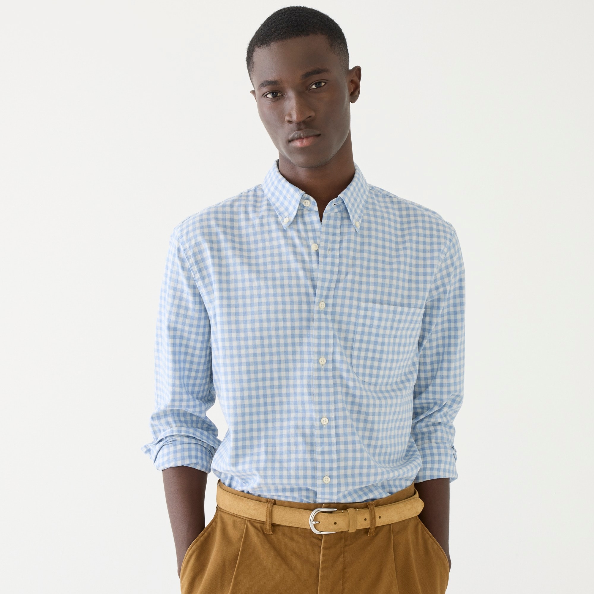 Slim Secret Wash organic cotton poplin shirt
