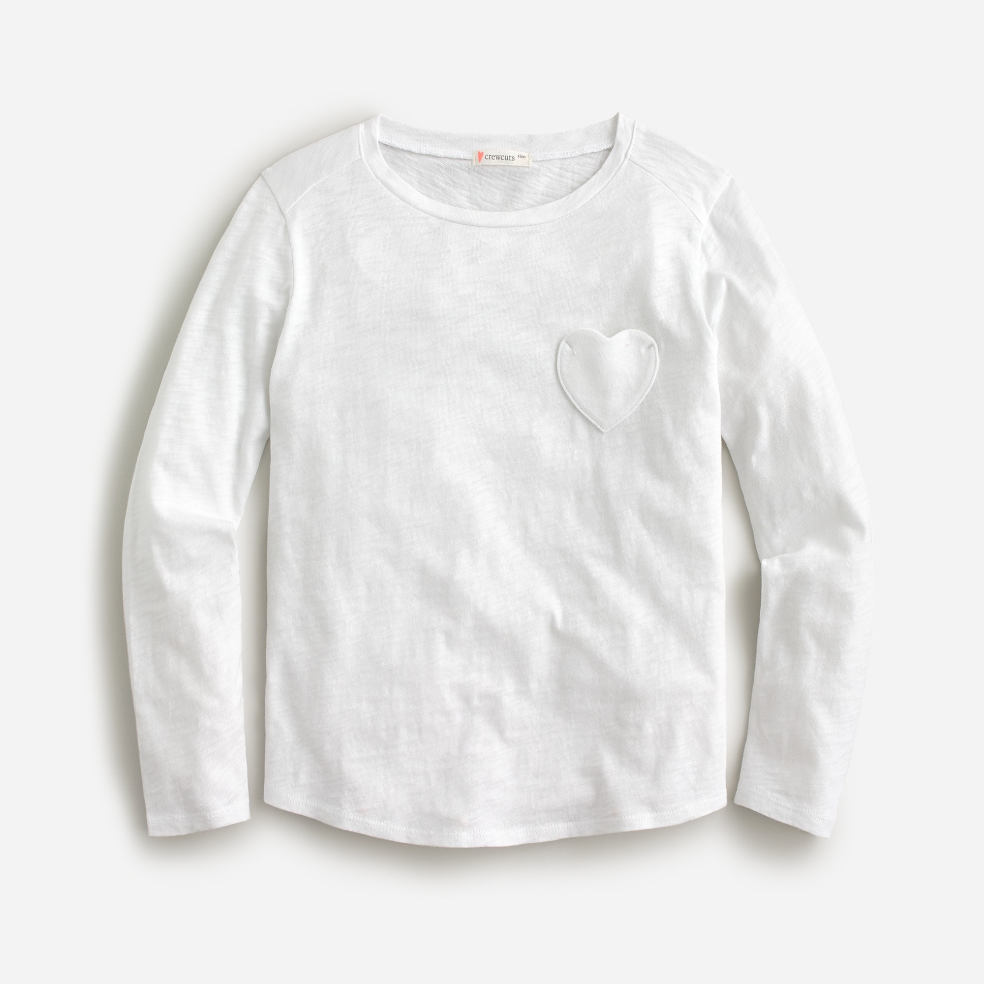 Girls' long-sleeve heart-pocket T-shirt