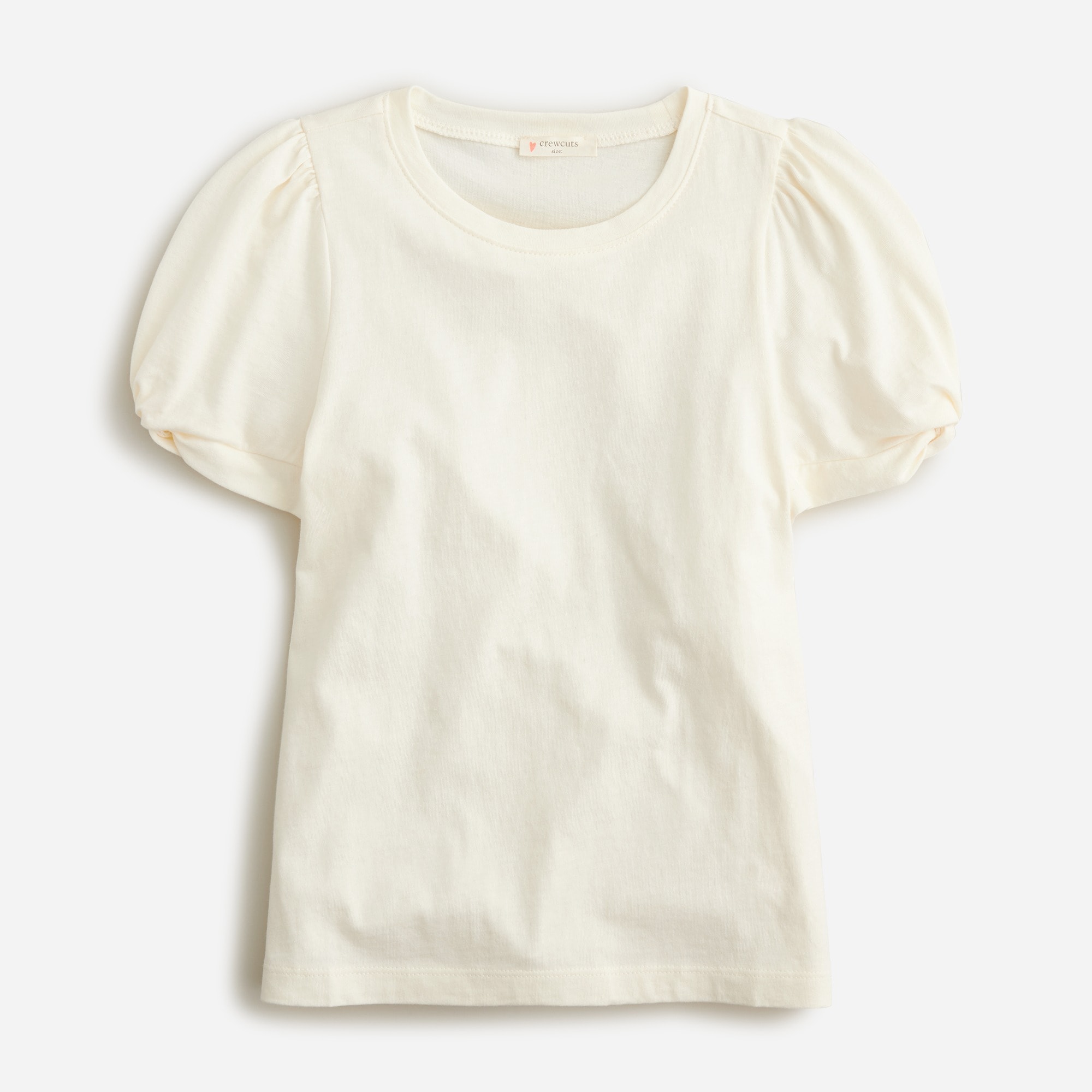 Girls' puff-sleeve T-shirt in broken-in jersey