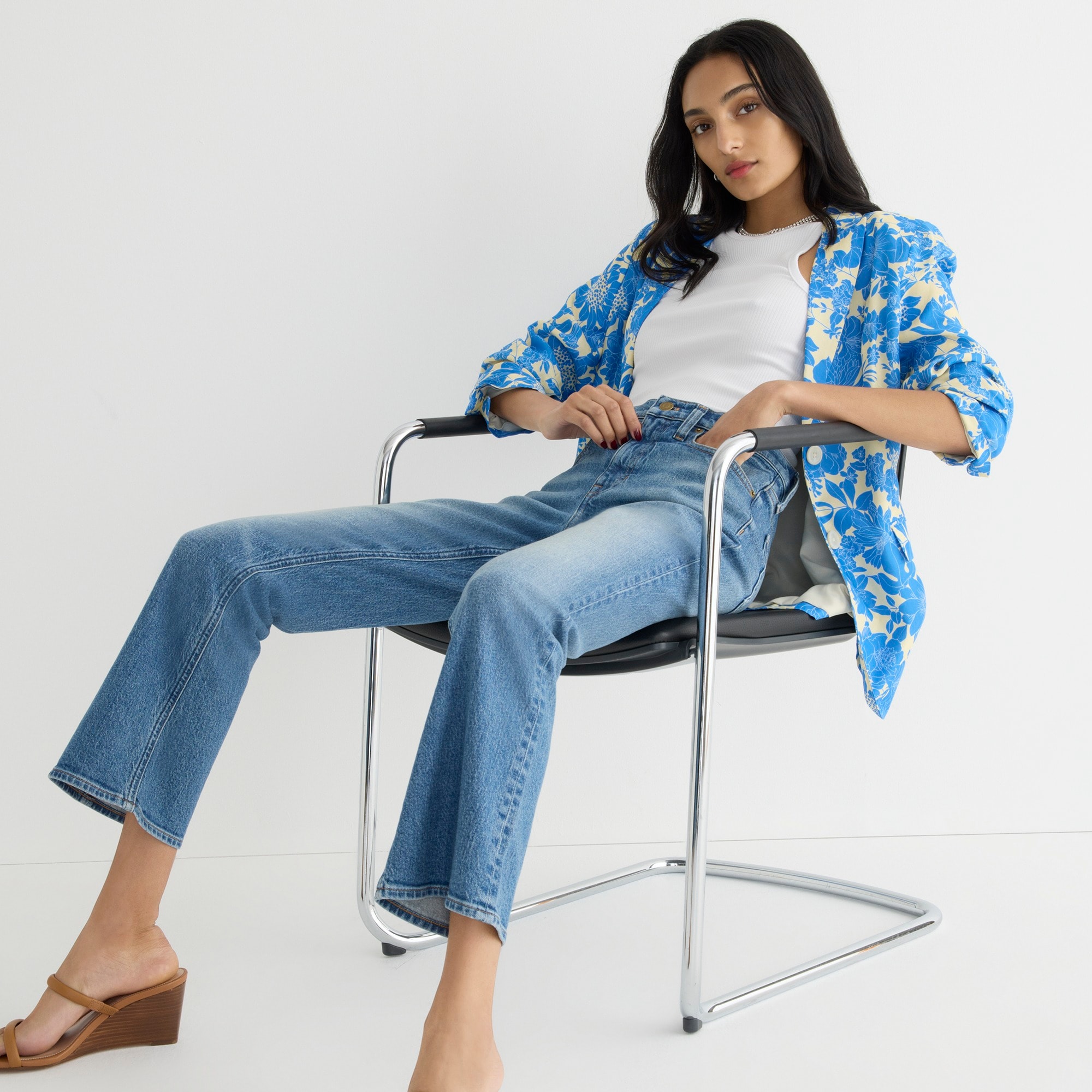 10" demi-boot crop jean in Flora wash