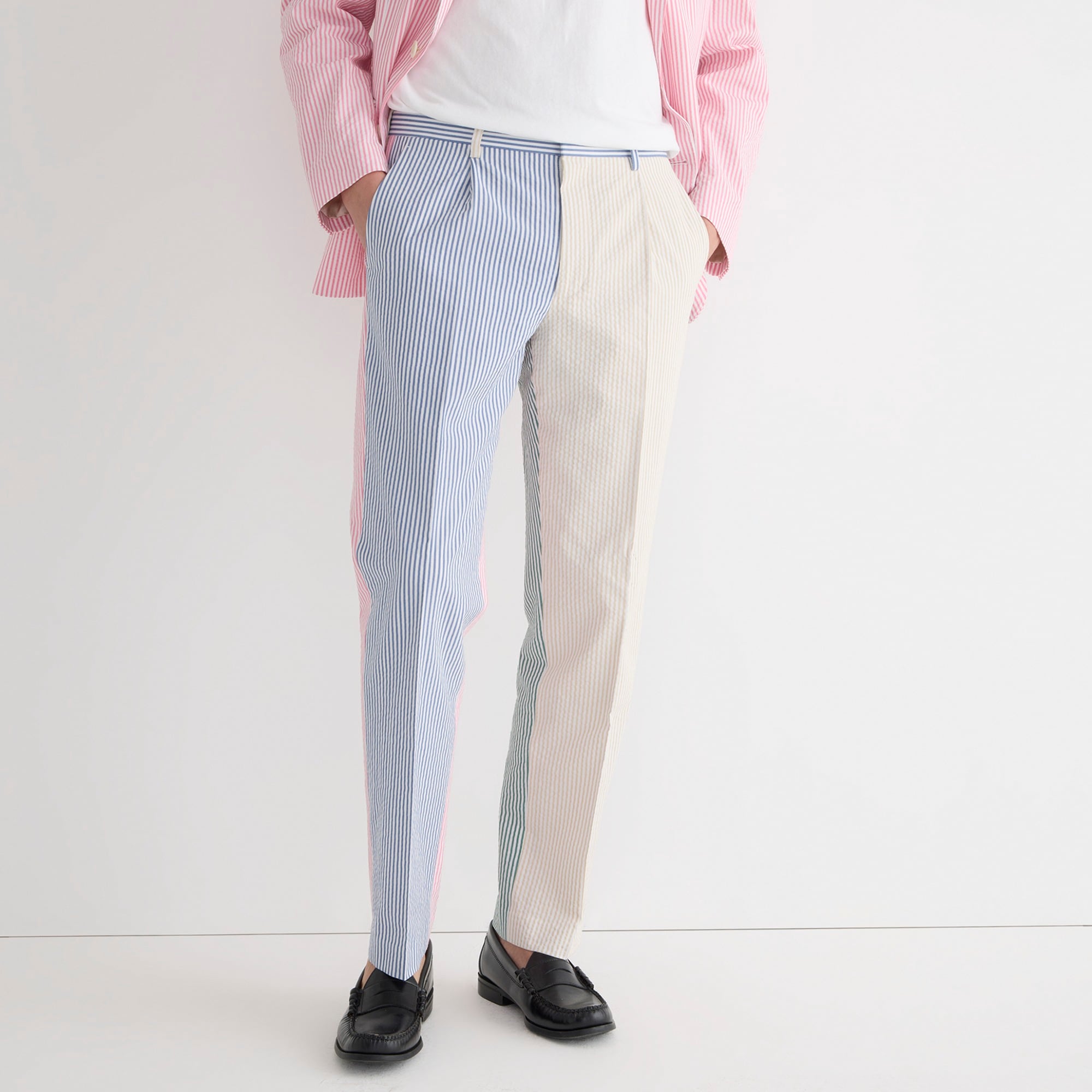 Crosby Classlc-fit suit pant in cocktail stripe seersucker