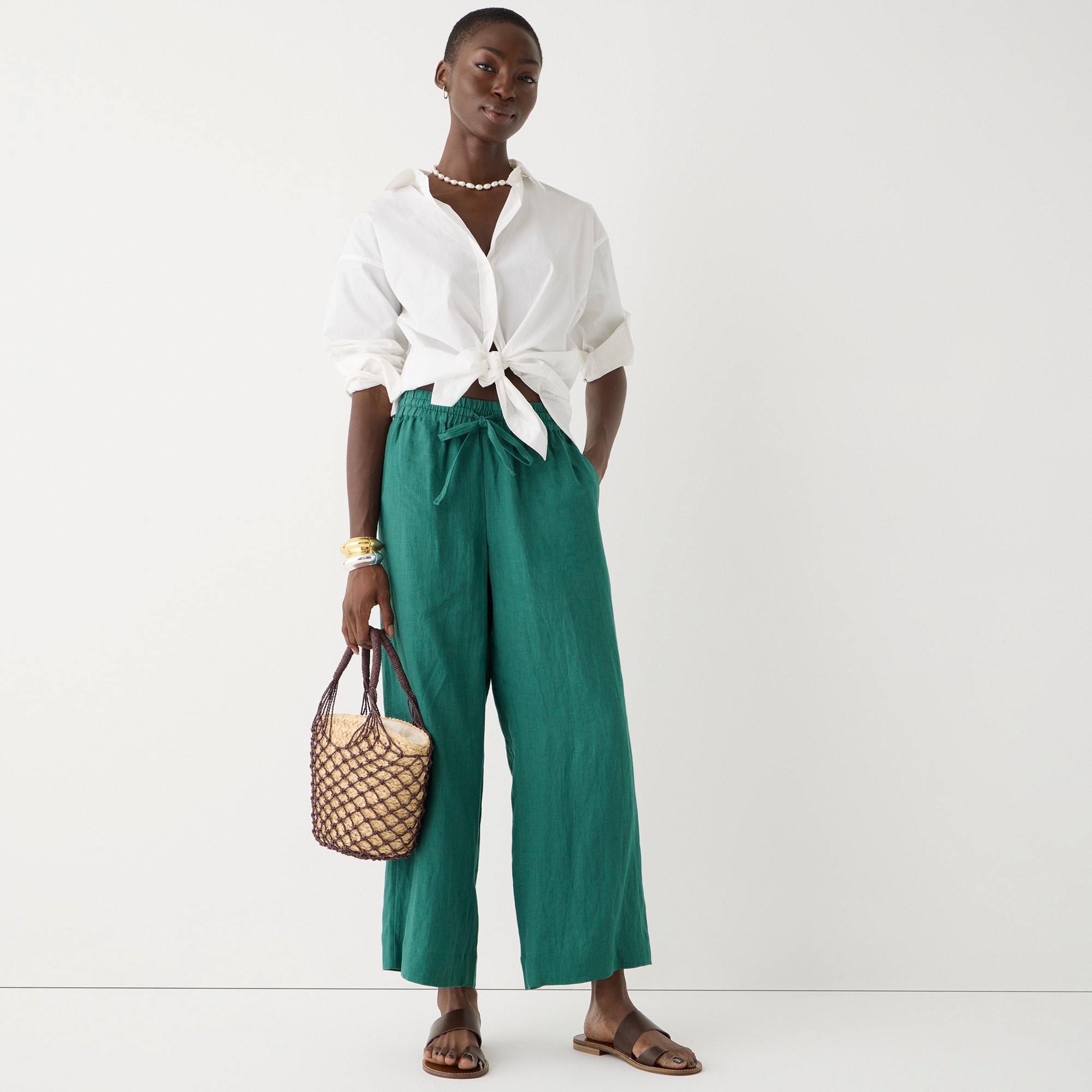 Tall wide-leg seaside pant in linen
