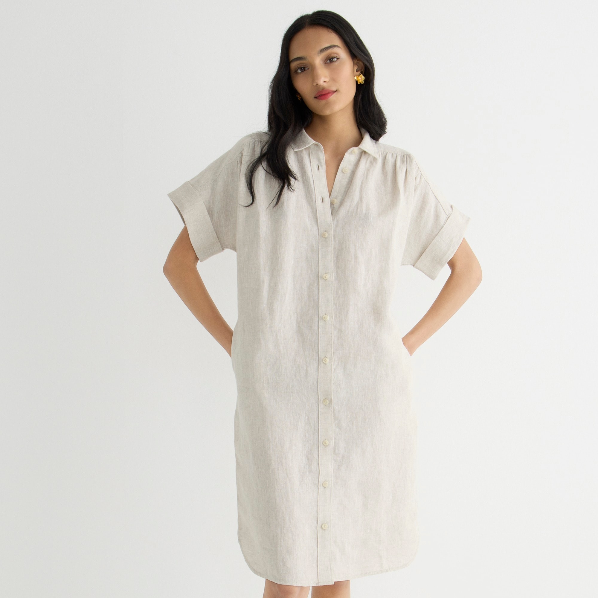 Relaxed-fit short-sleeve Baird McNutt Irish linen shirtdress