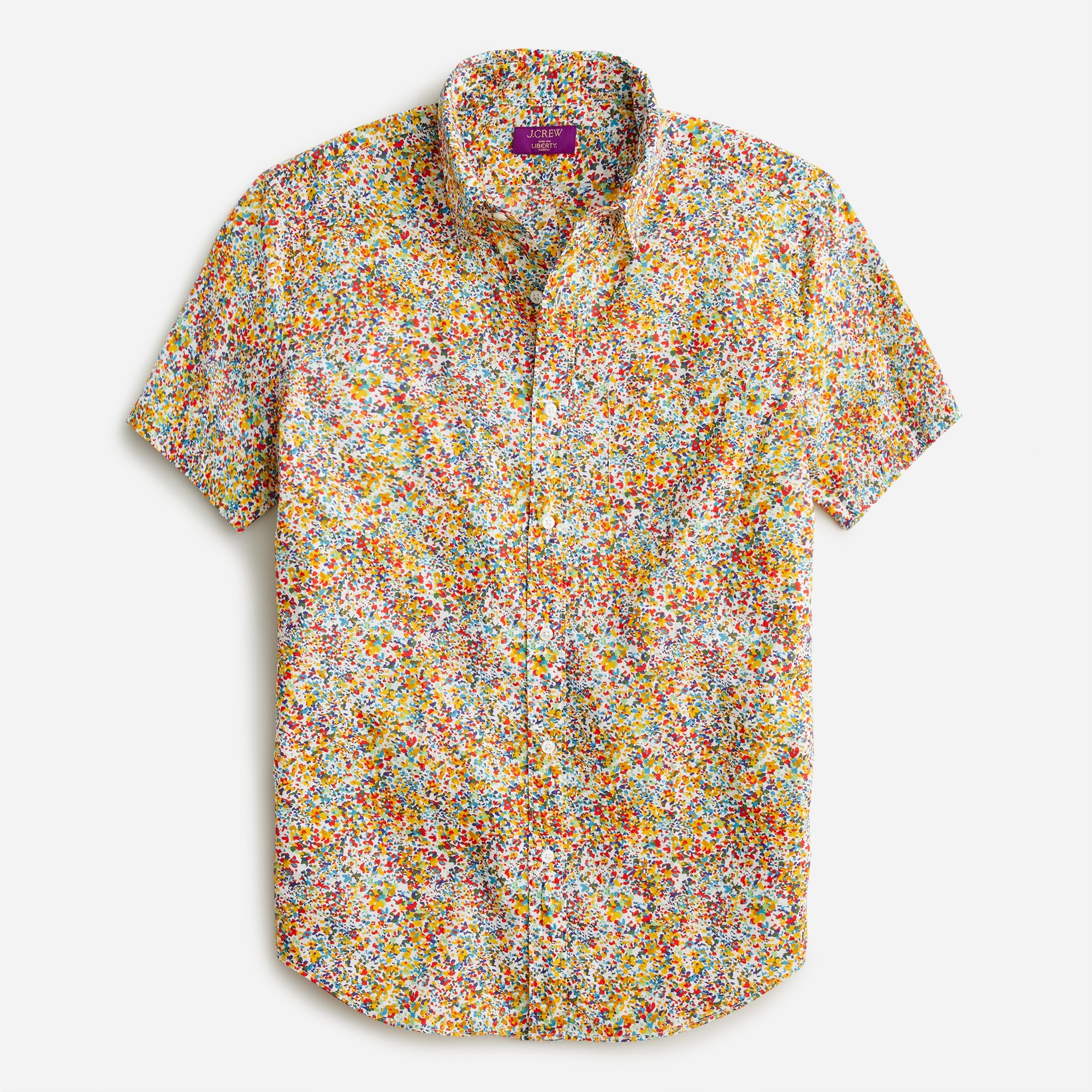 Short-sleeve point-collar shirt in Liberty® print