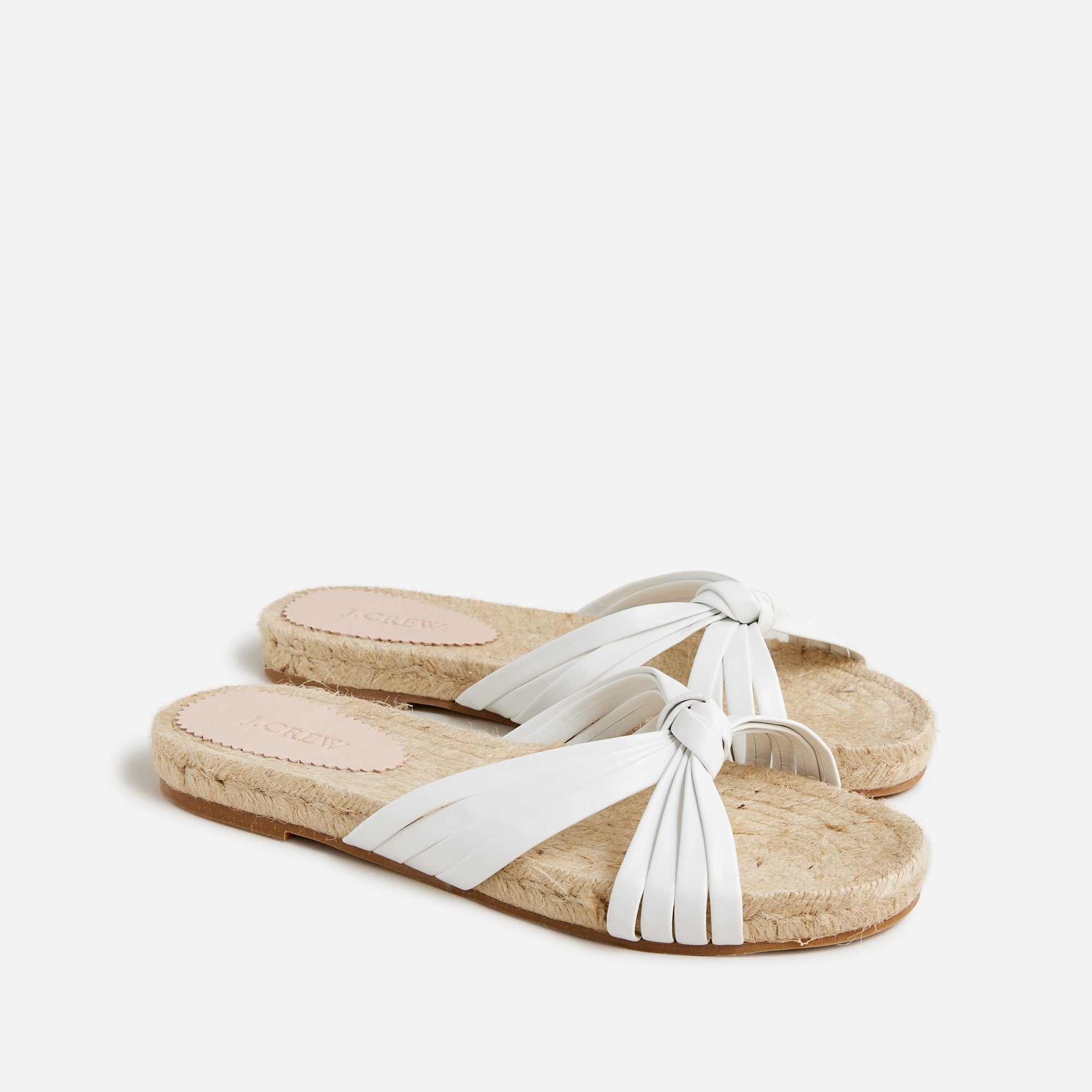 Made-in-Spain knotted espadrille slides in leather