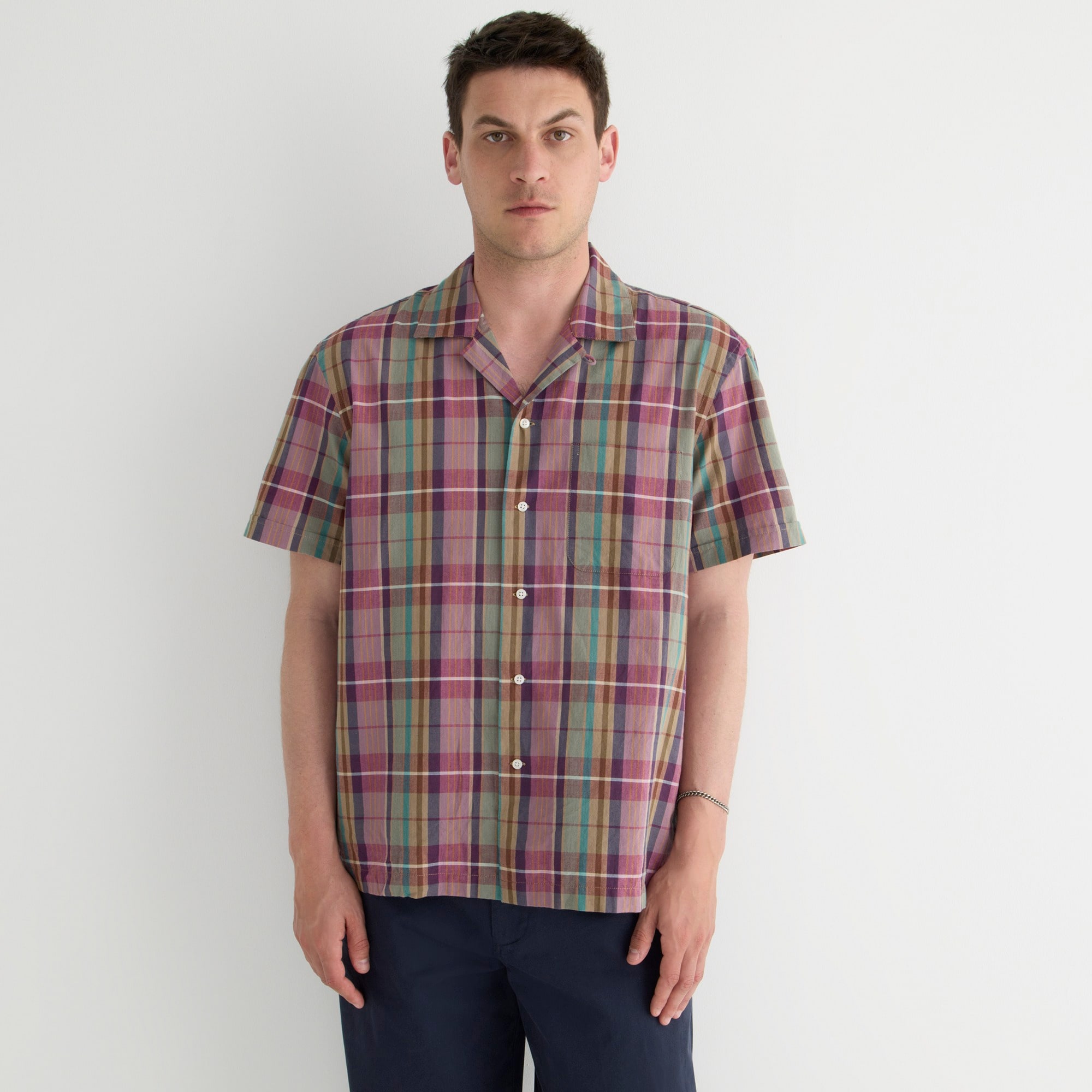 Boxy fit camp-collar shirt