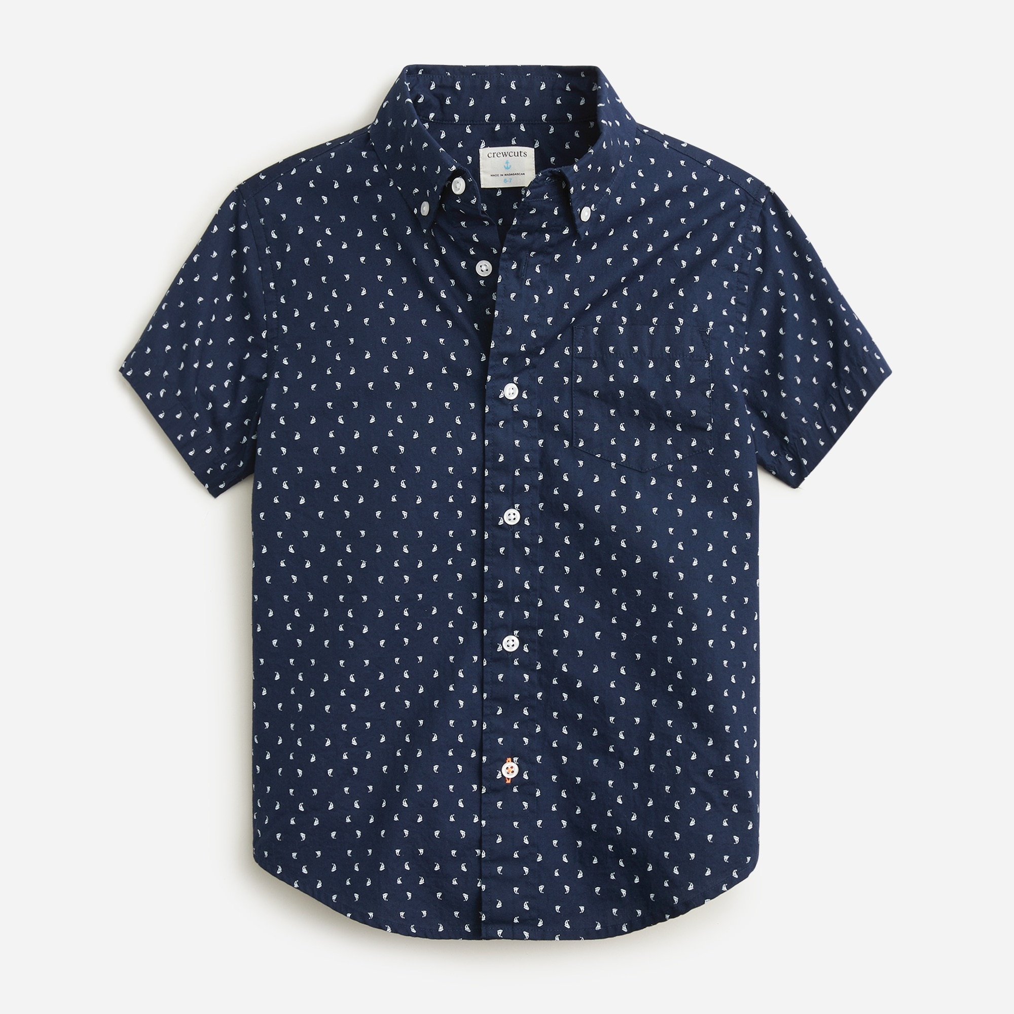 Boys' short-sleeve button-down in gingham