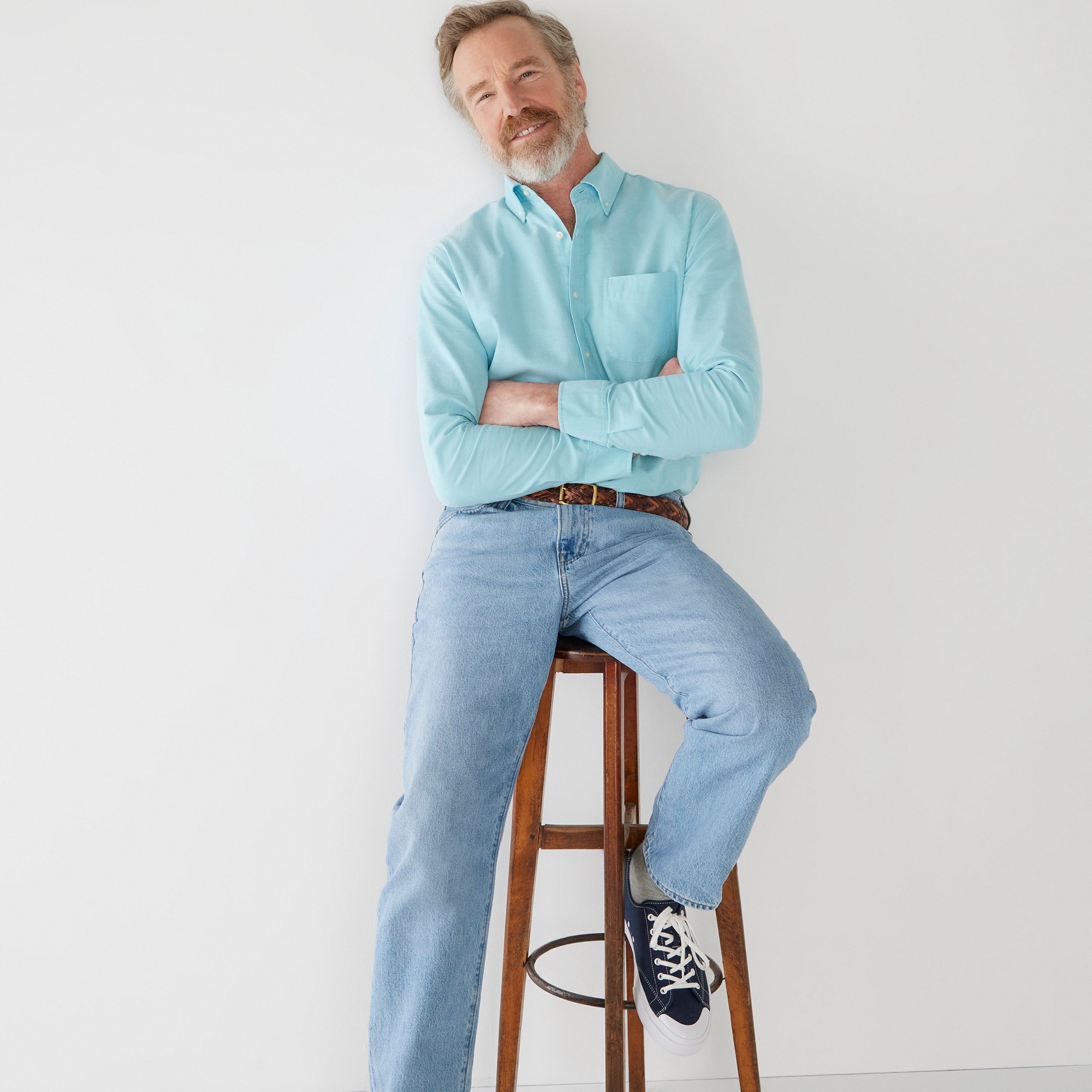 Slim Broken-in organic cotton oxford shirt