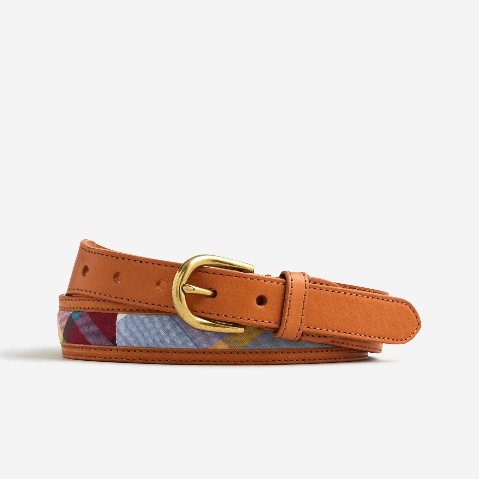 Italian leather madras dress belt