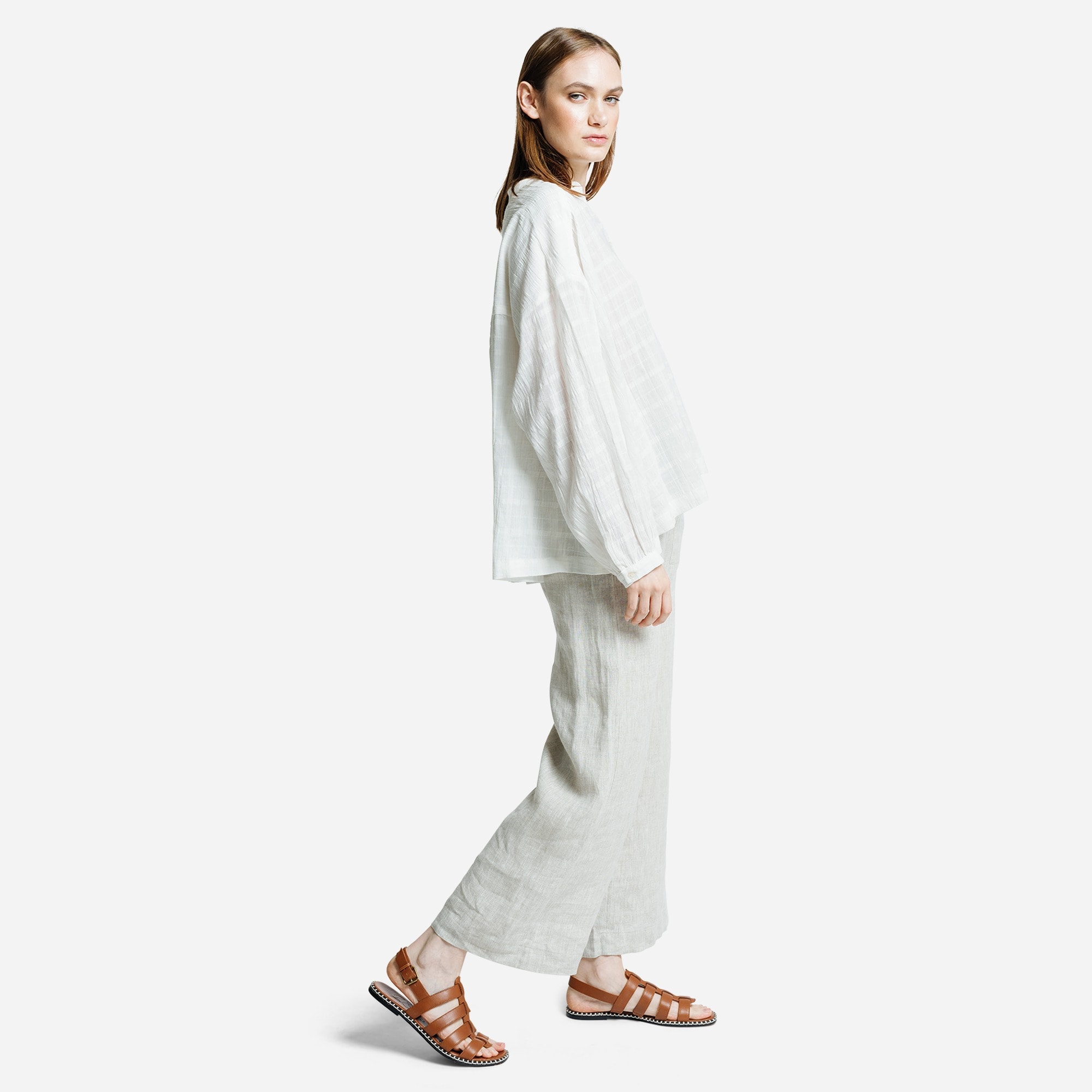 LAUDE the Label Francoise Top in Alabaster Plaid