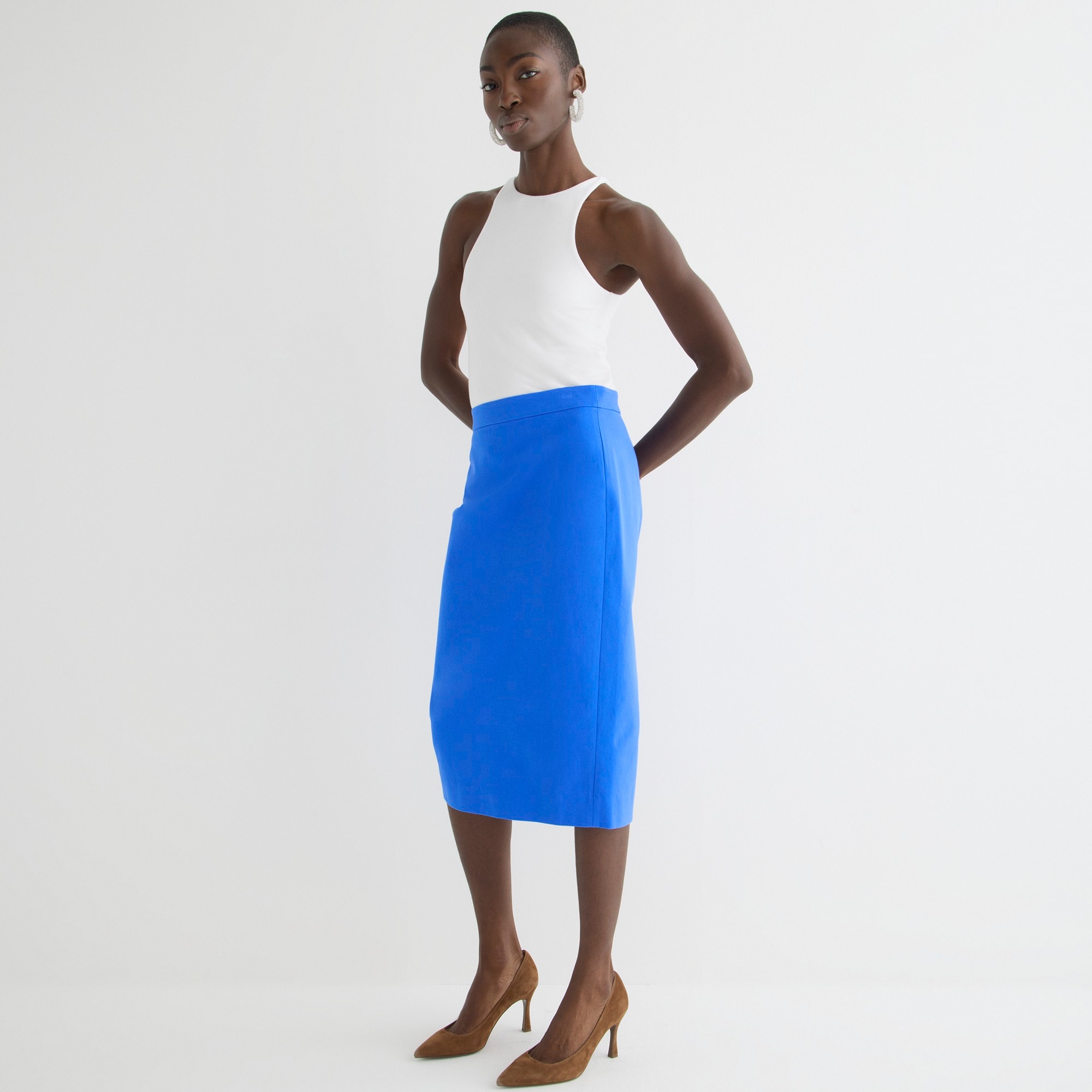 No. 3 Pencil skirt in bi-stretch cotton blend