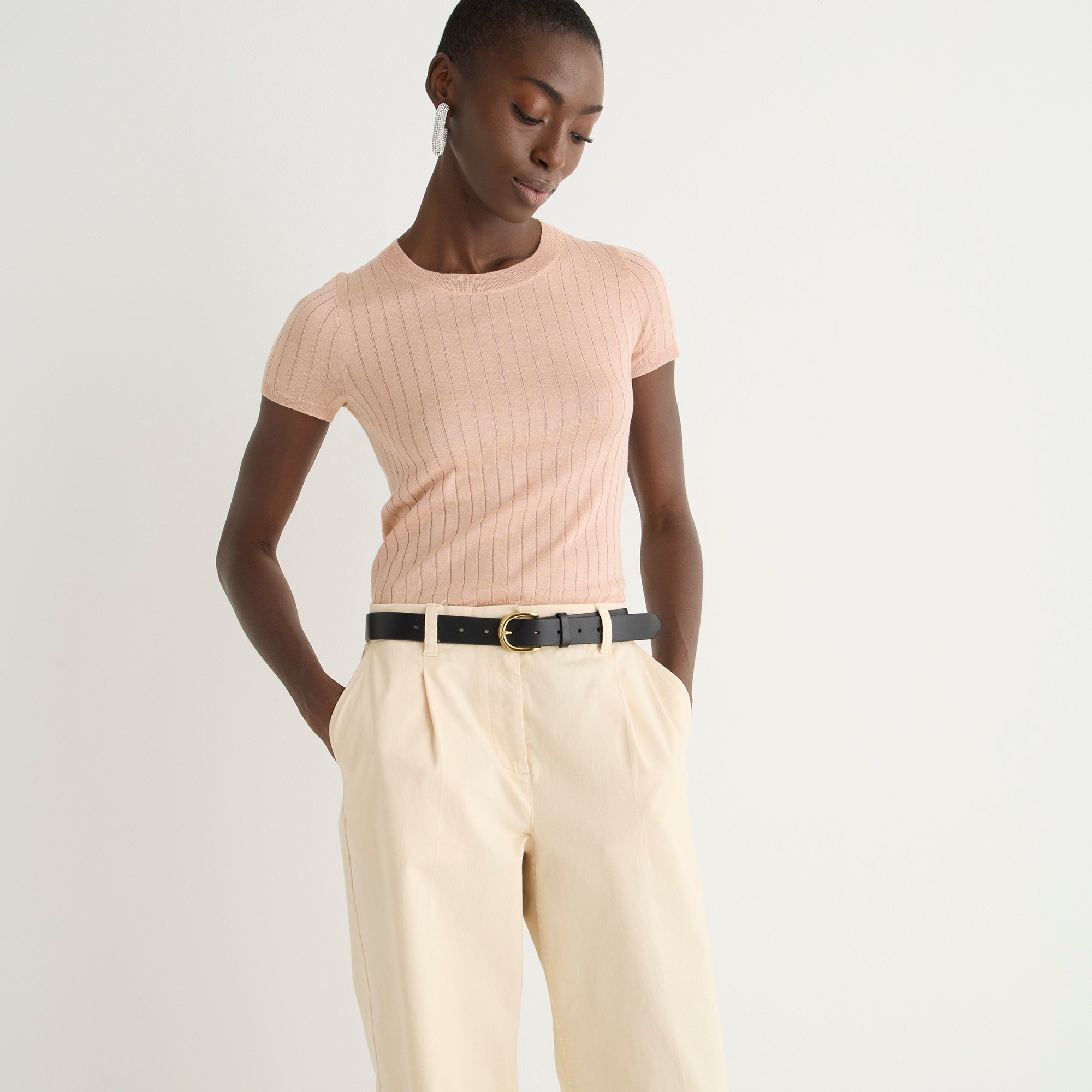 Silk-cashmere blend cropped T-shirt