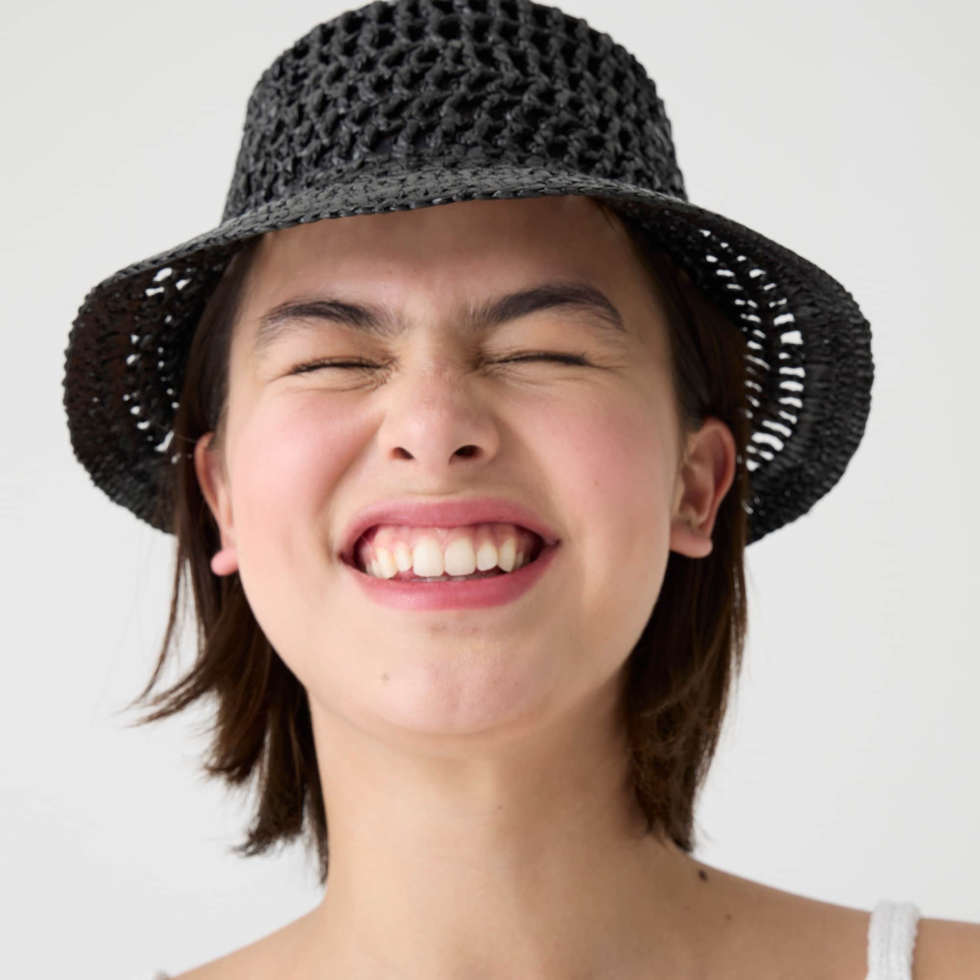 Rayon open-weave bucket hat
