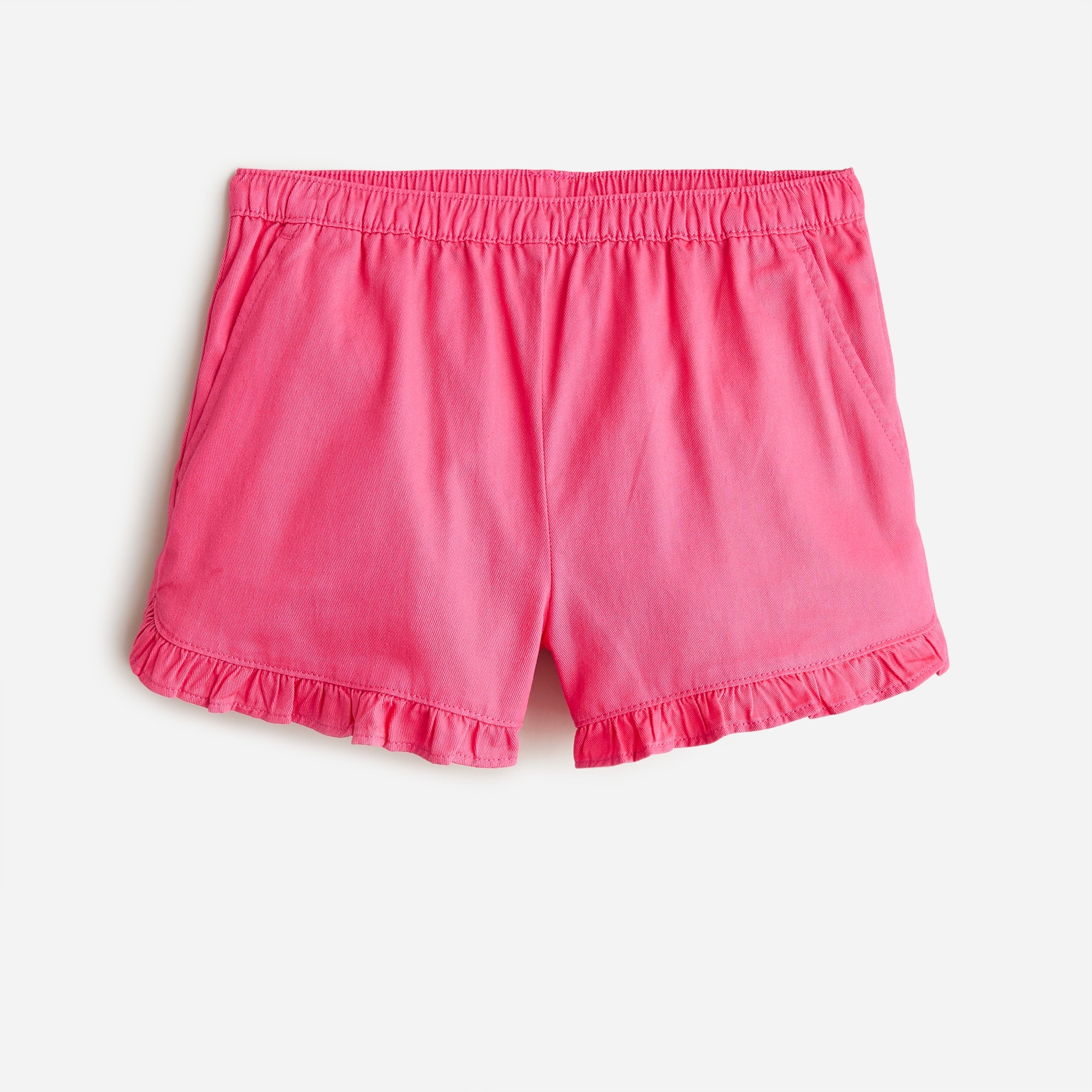Girls' ruffle pull-on short in soft chino