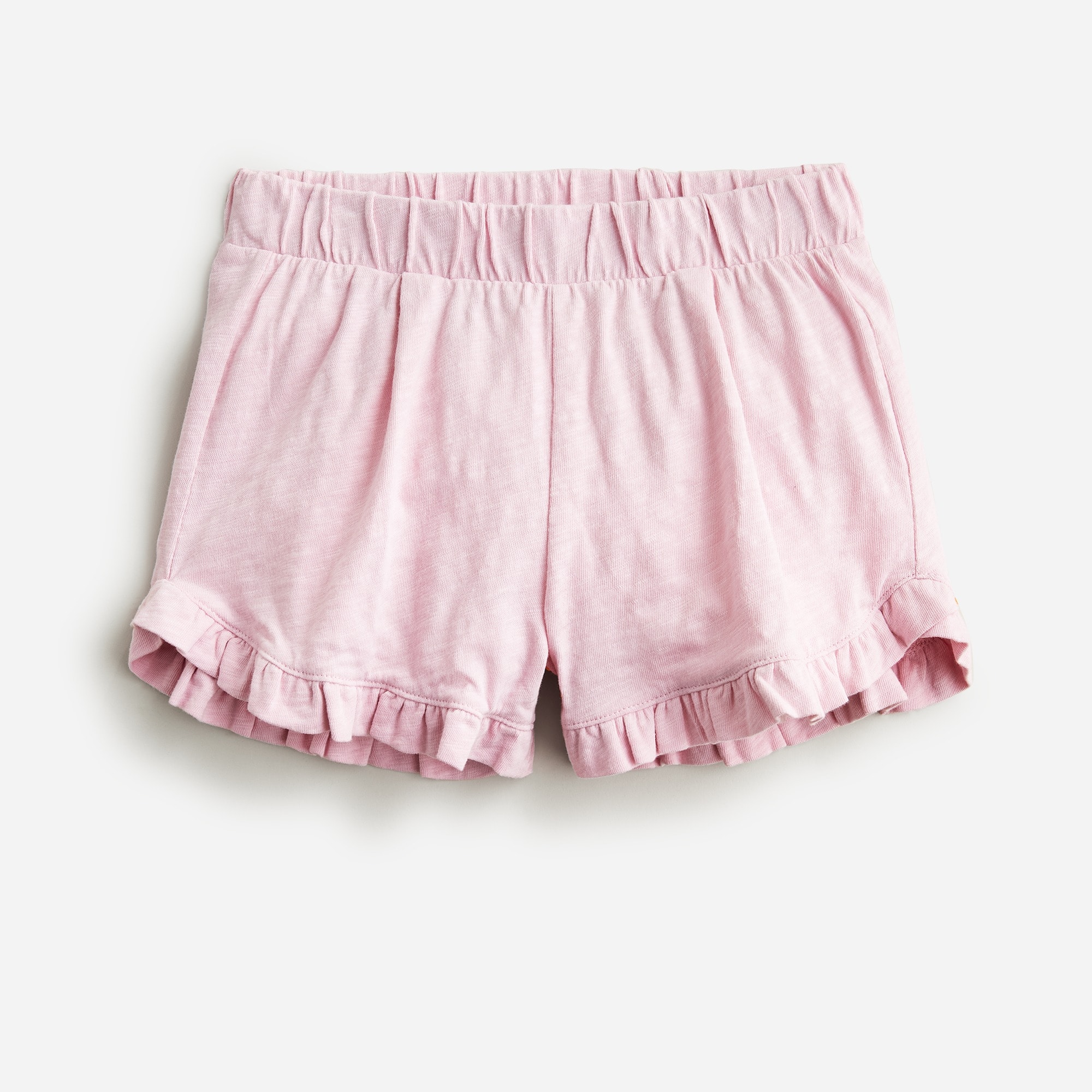 Girls' slub cotton ruffle-trim short