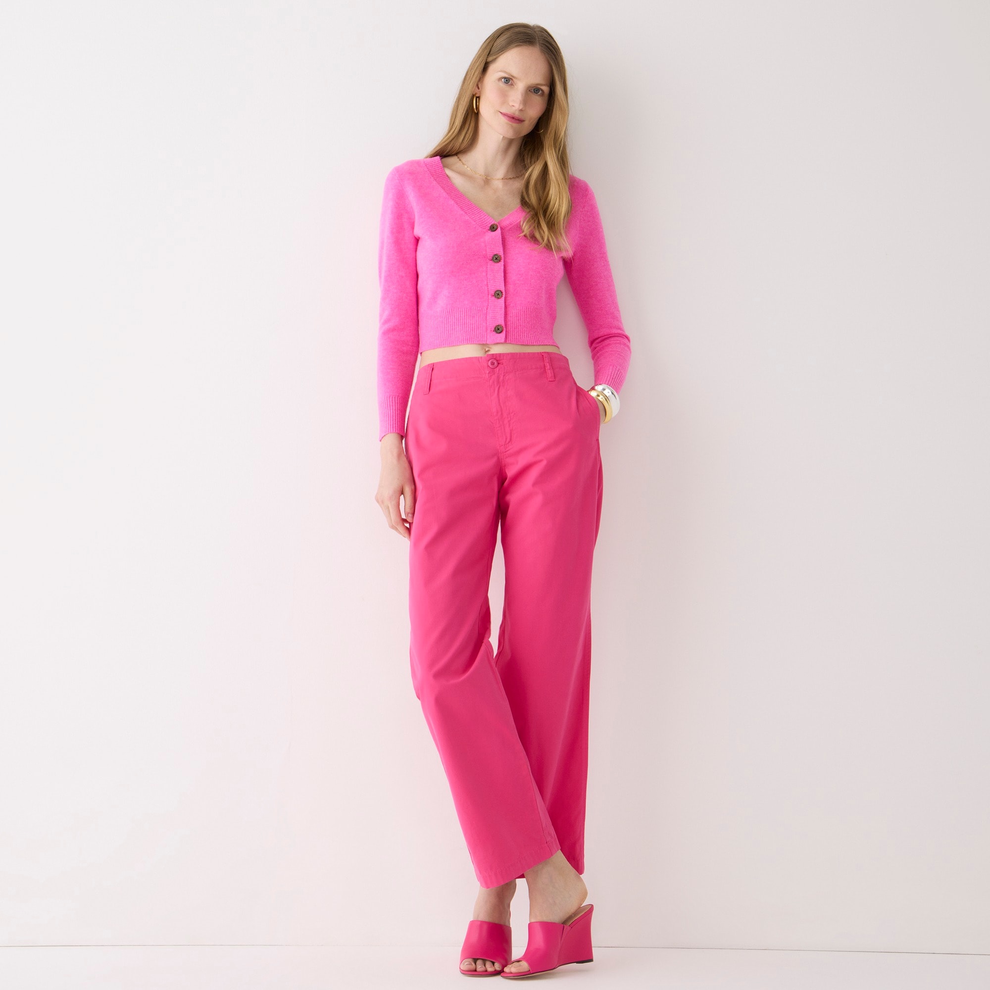 Cashmere cropped V-neck cardigan sweater