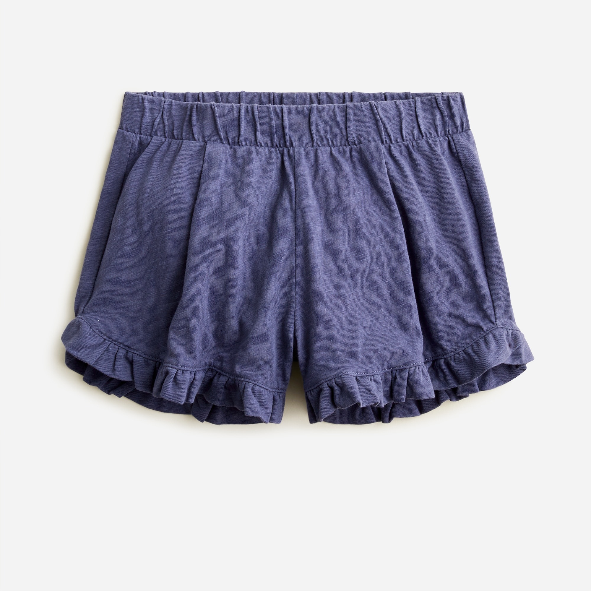 Girls' slub cotton ruffle-trim short
