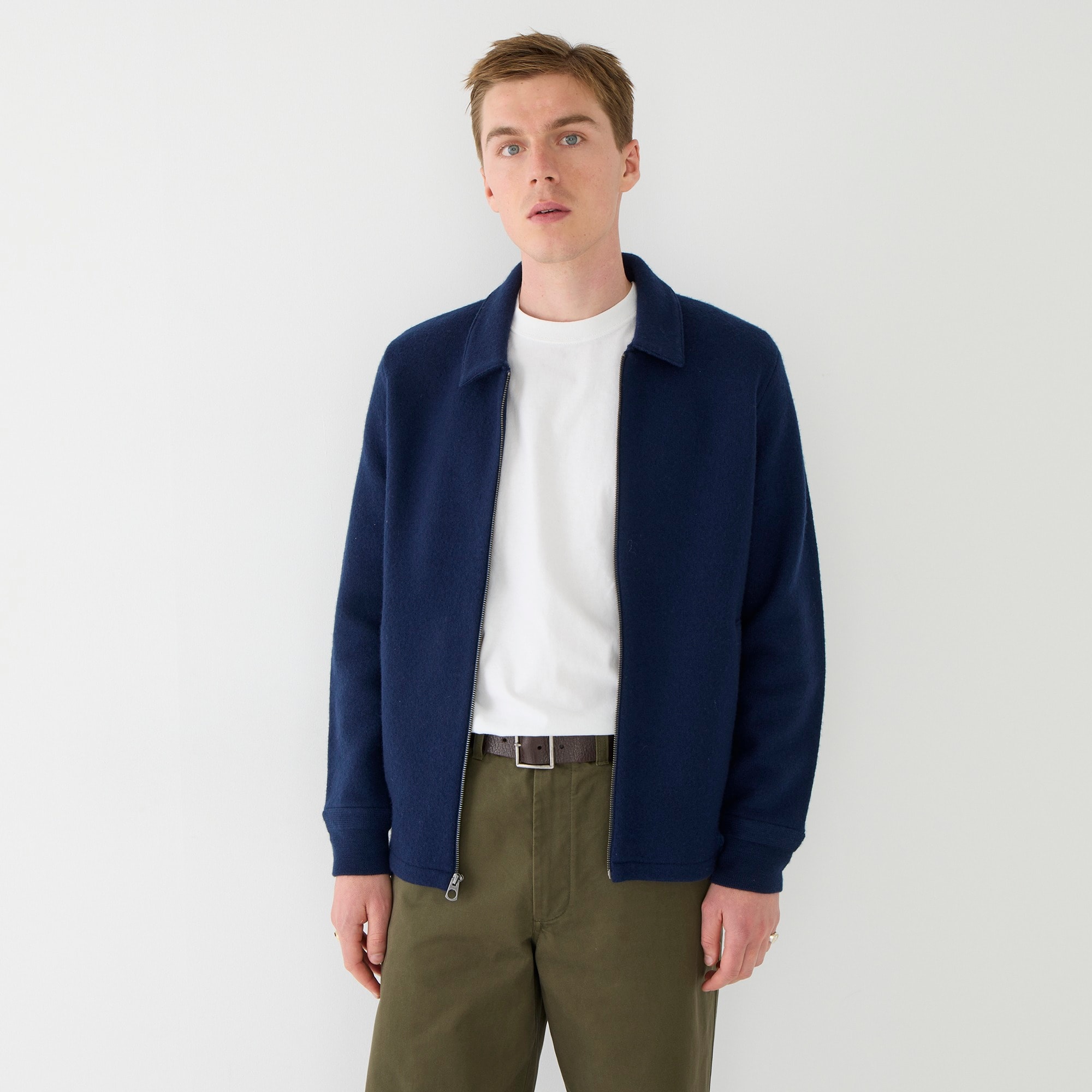 Boiled merino wool coach's sweater-jacket