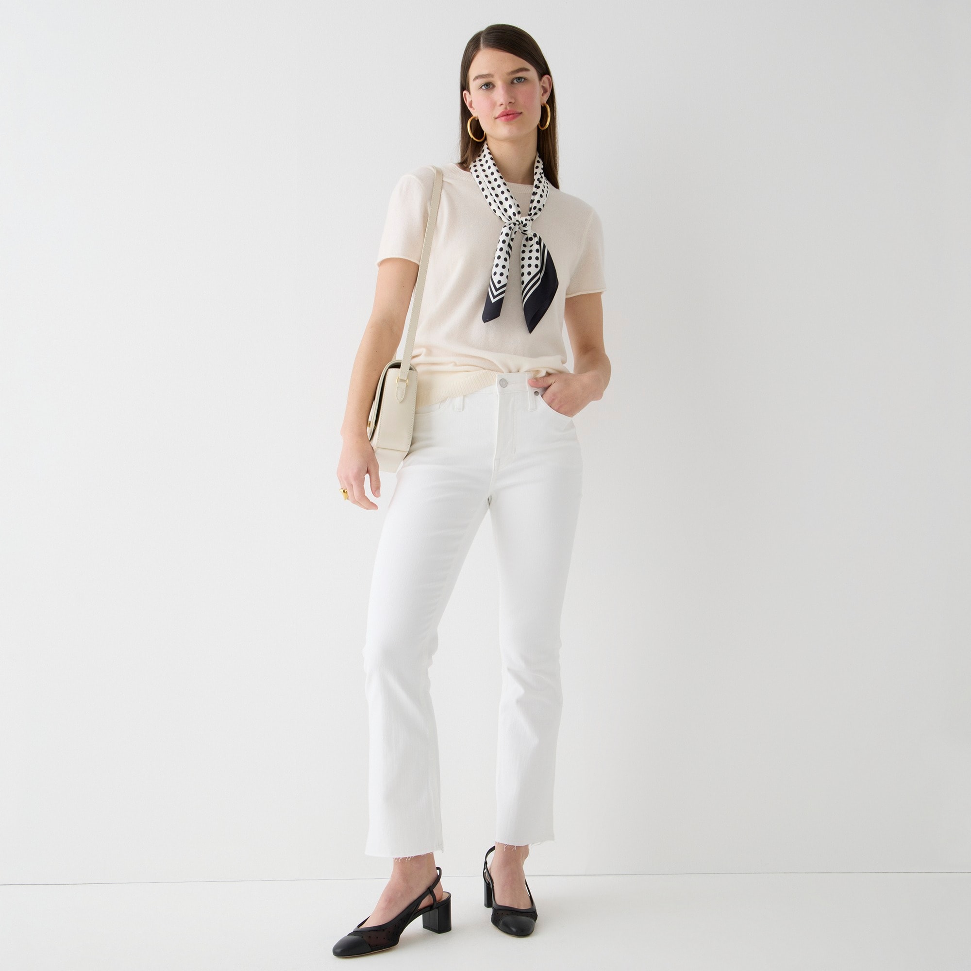 9" demi-boot crop jean in white wash