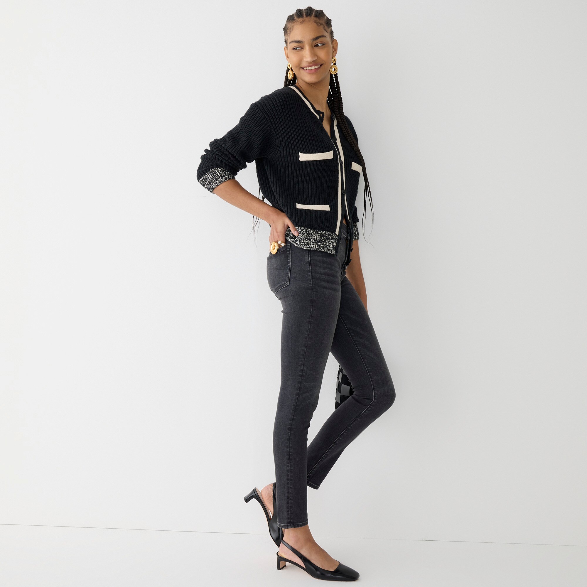 9 high-rise toothpick jean in Charcoal wash