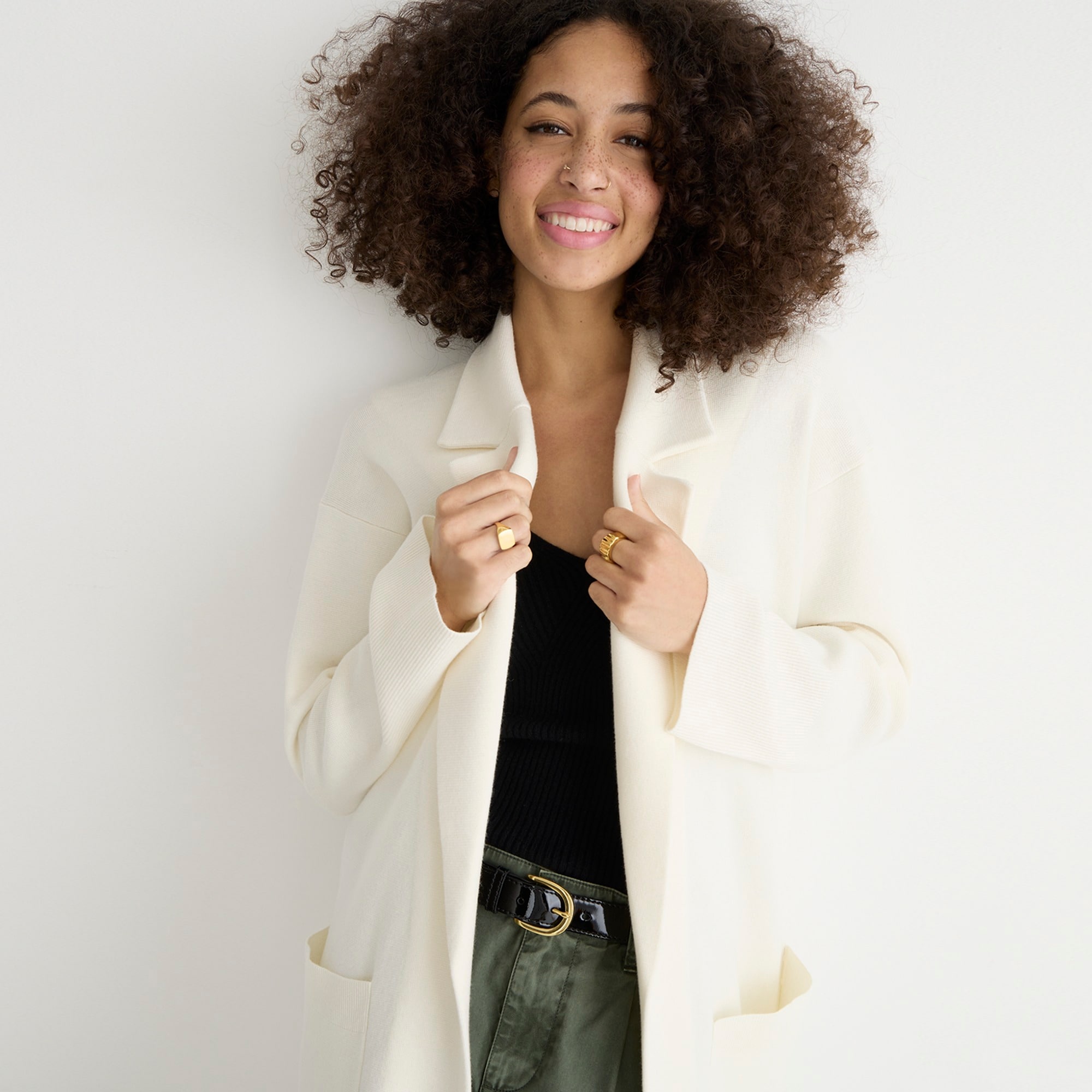 Ella open-front long sweater-blazer