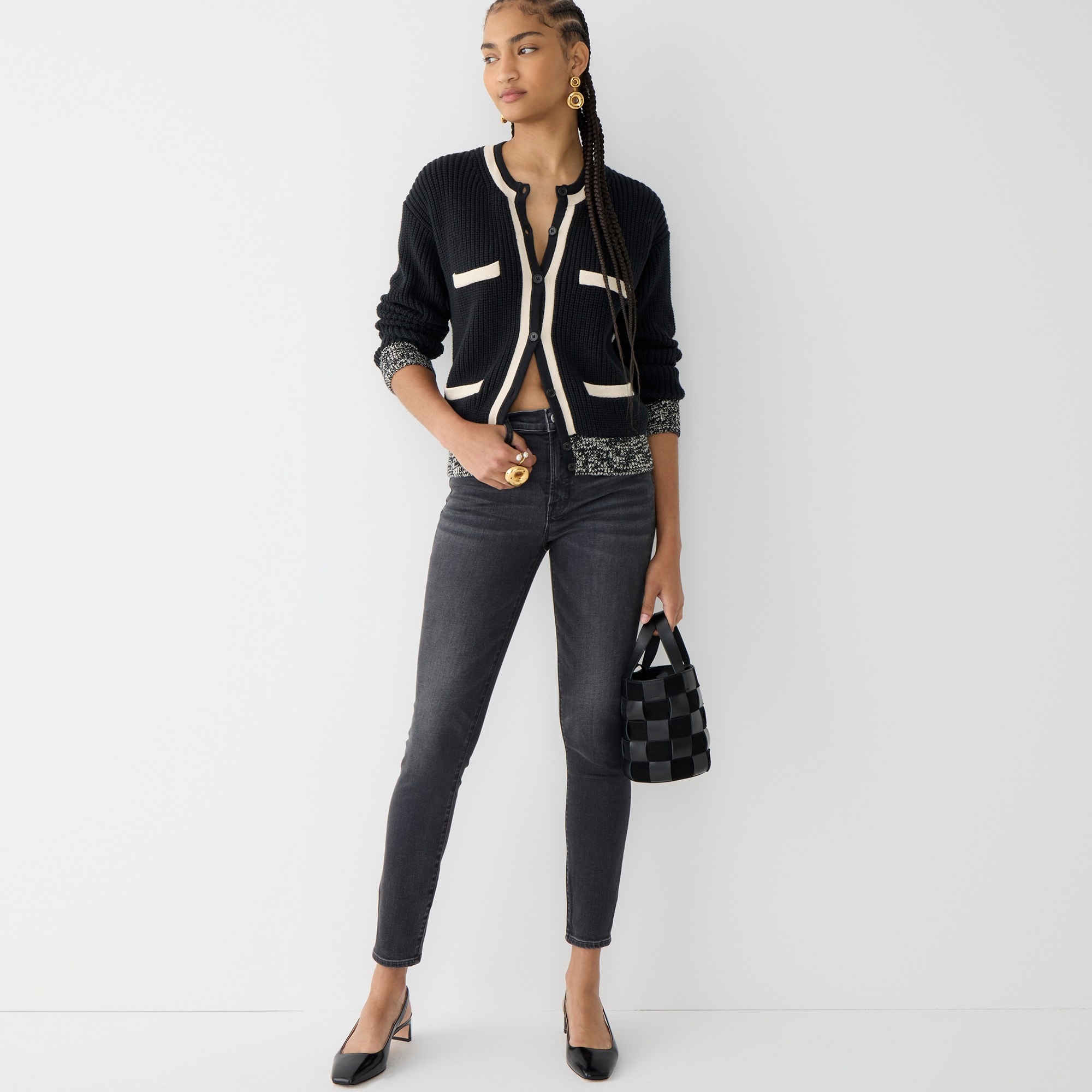 9 high-rise toothpick jean in Charcoal wash