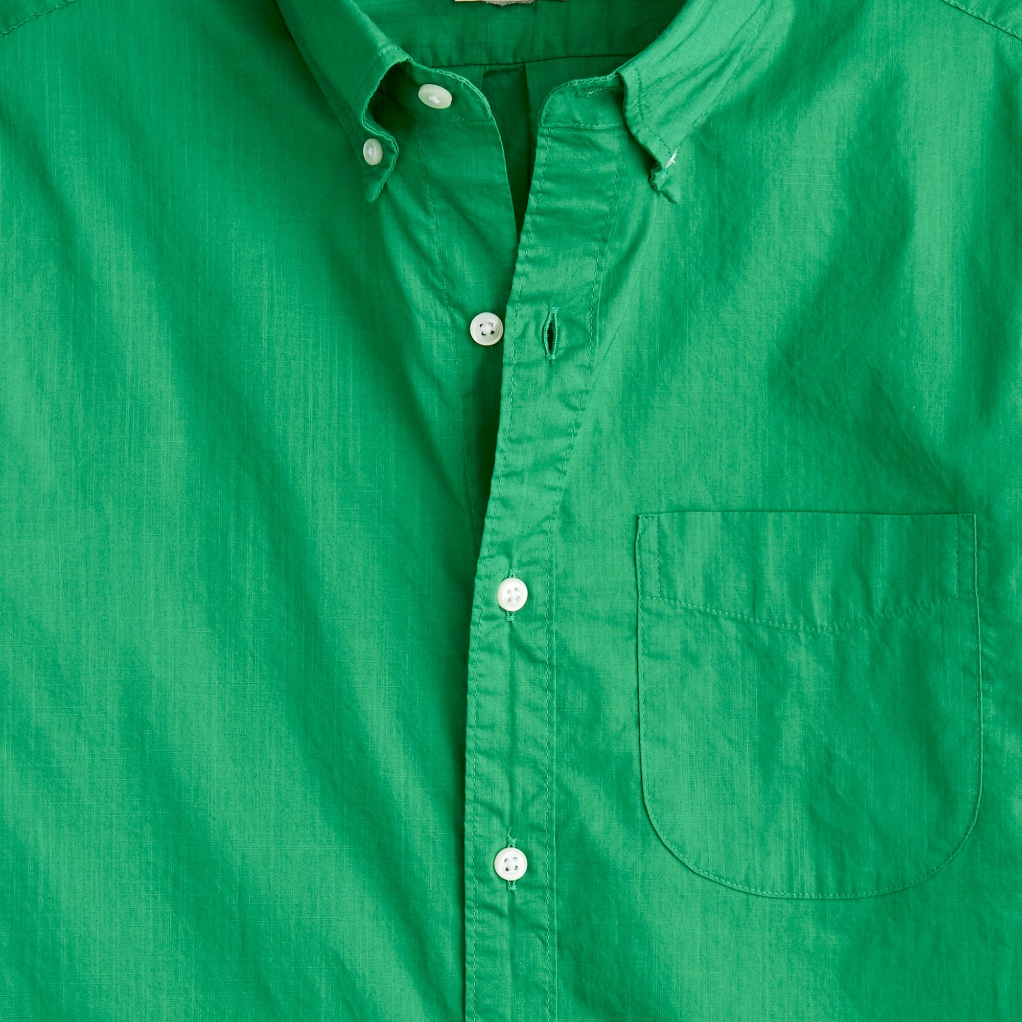 Short-sleeve slub cotton shirt