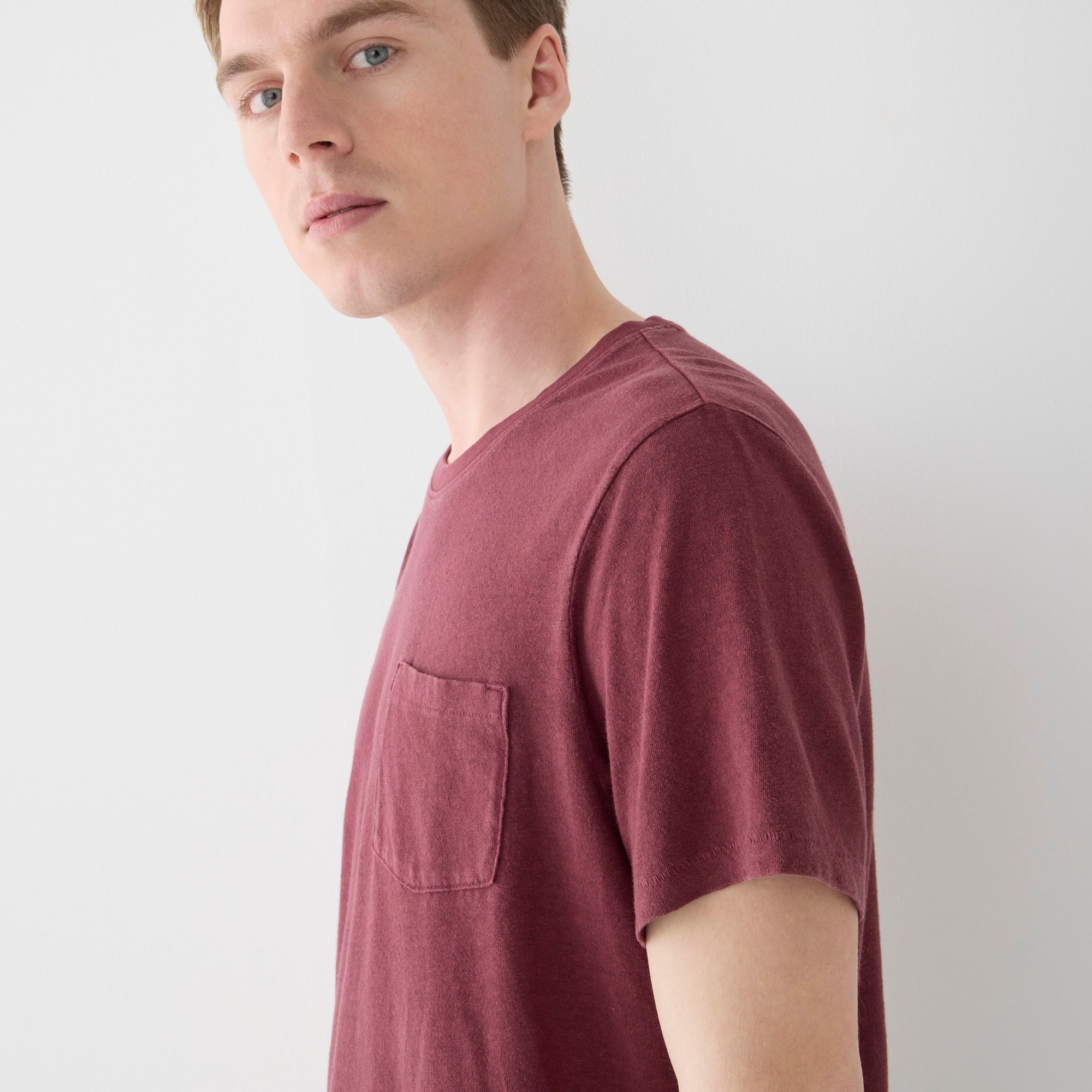 Hemp-organic cotton-blend pocket T-shirt