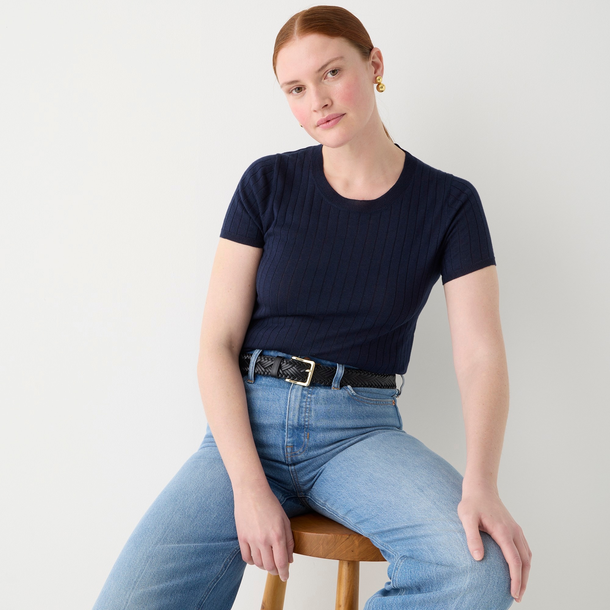 Silk-cashmere blend cropped T-shirt