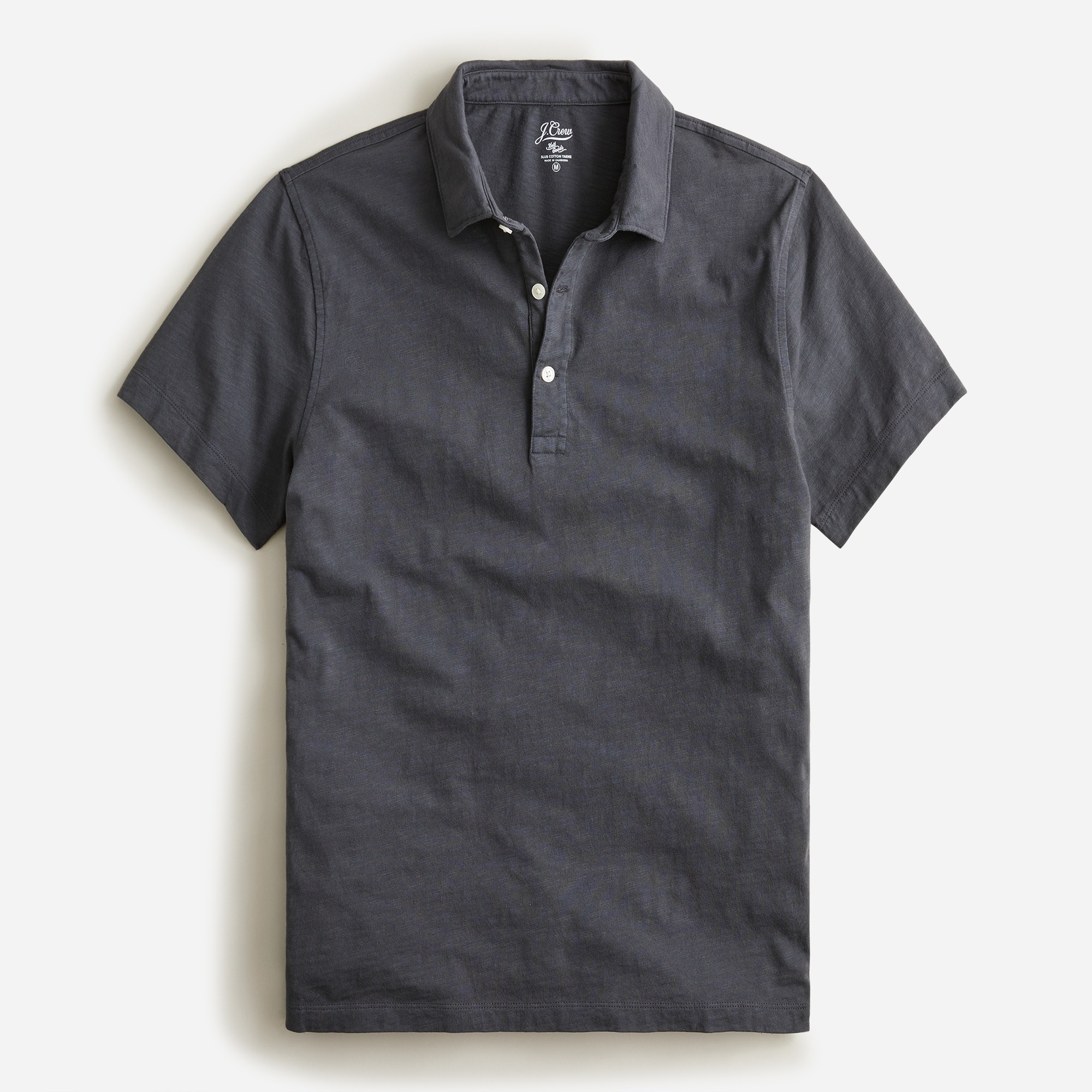 Garment-dyed slub cotton polo shirt