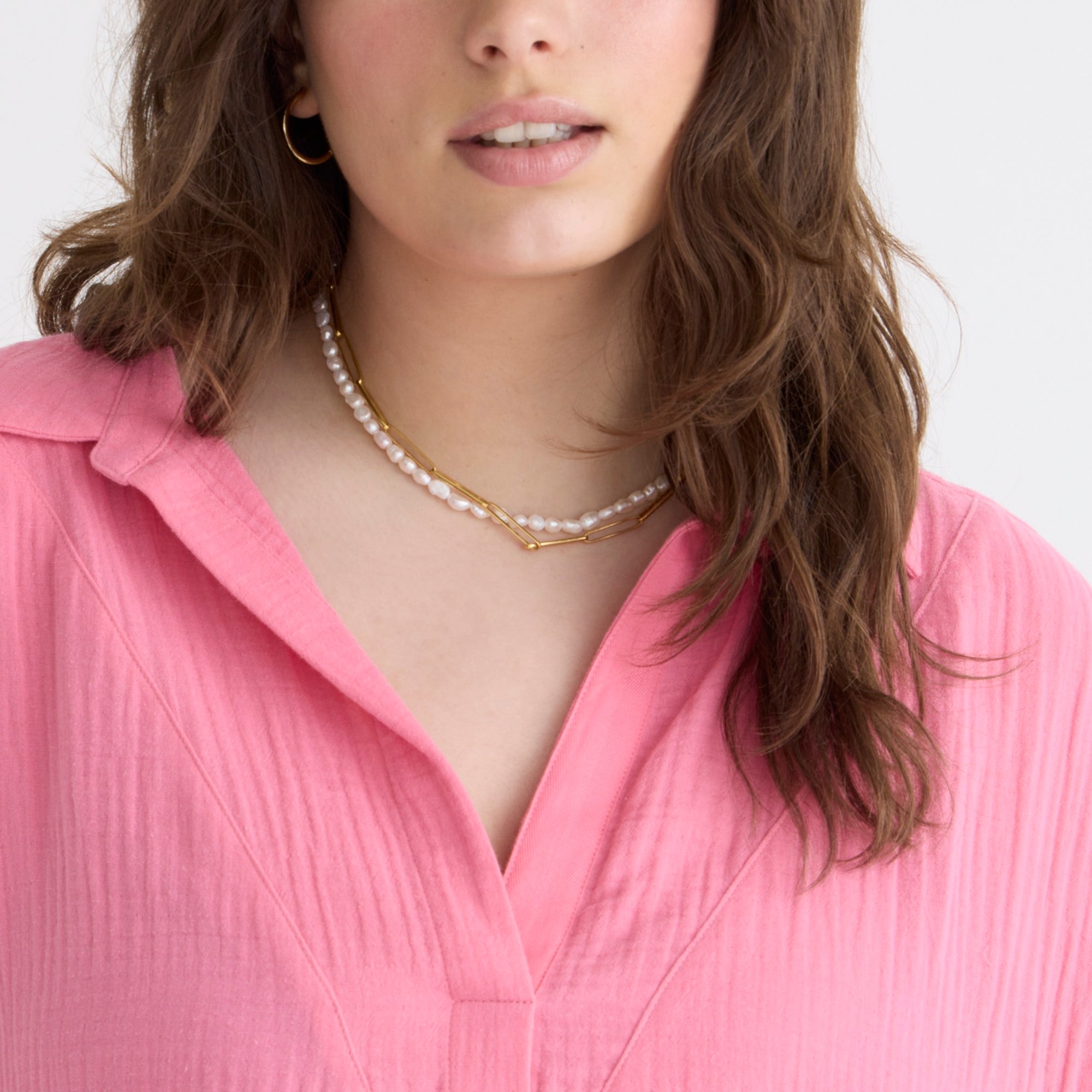 V-neck shirtdress in soft gauze