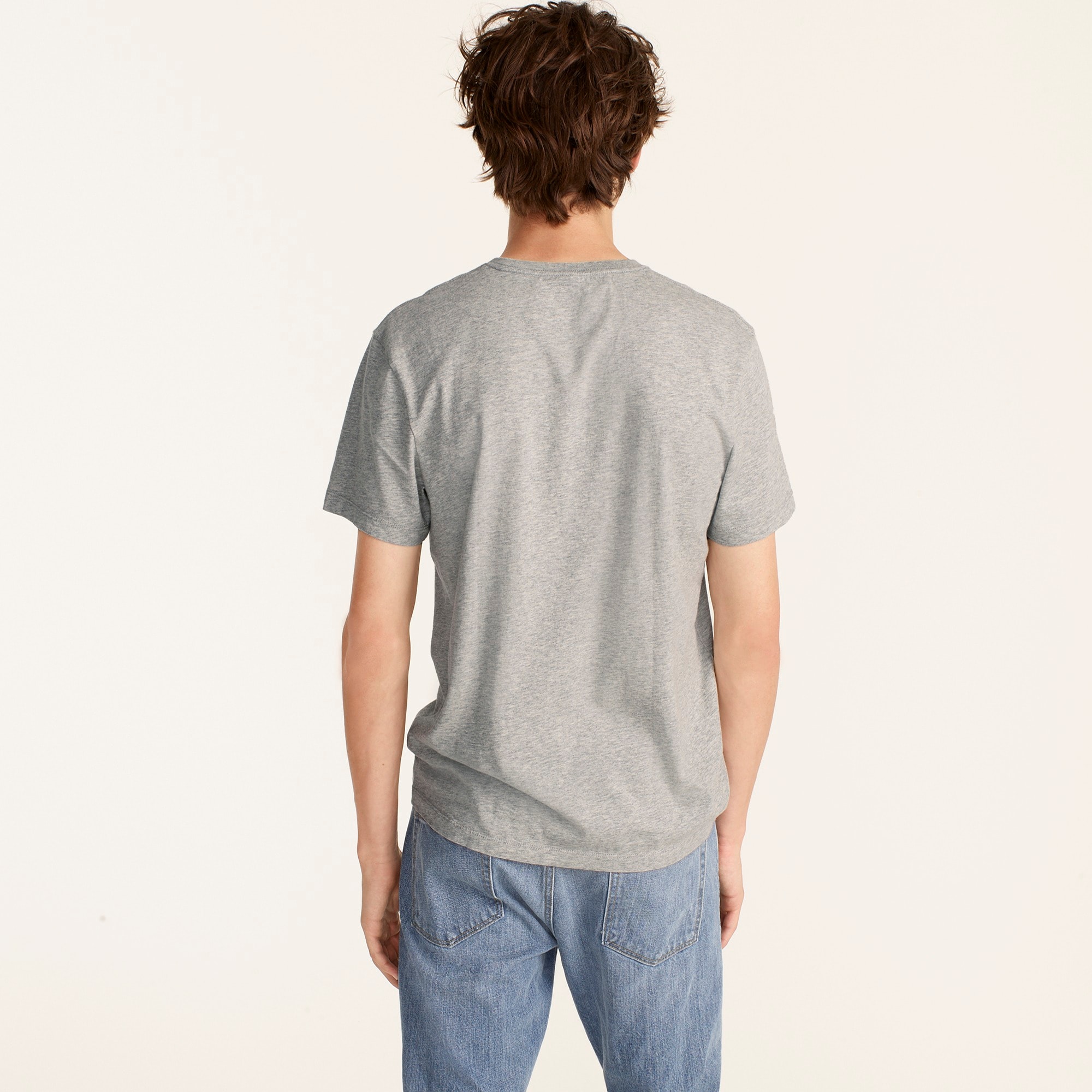 Broken-in short-sleeve V-neck T-shirt