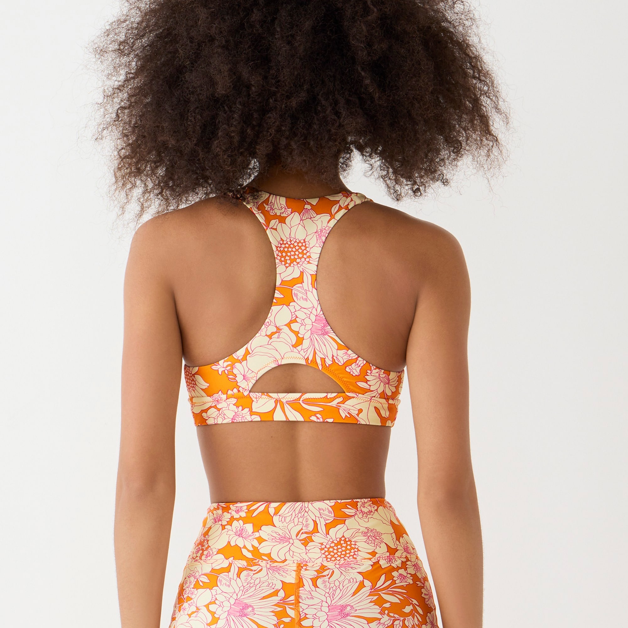 Crop swim top in orange floral