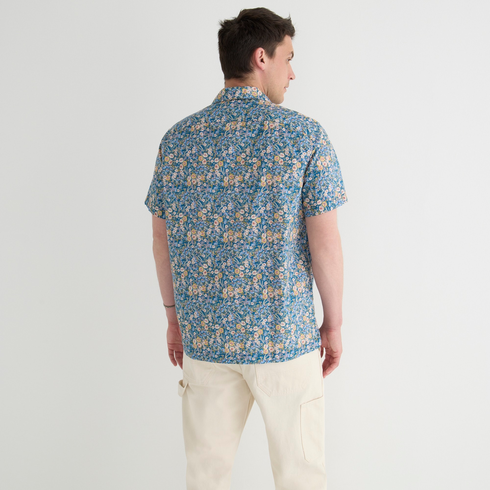 Short-sleeve camp-collar shirt in Liberty® print