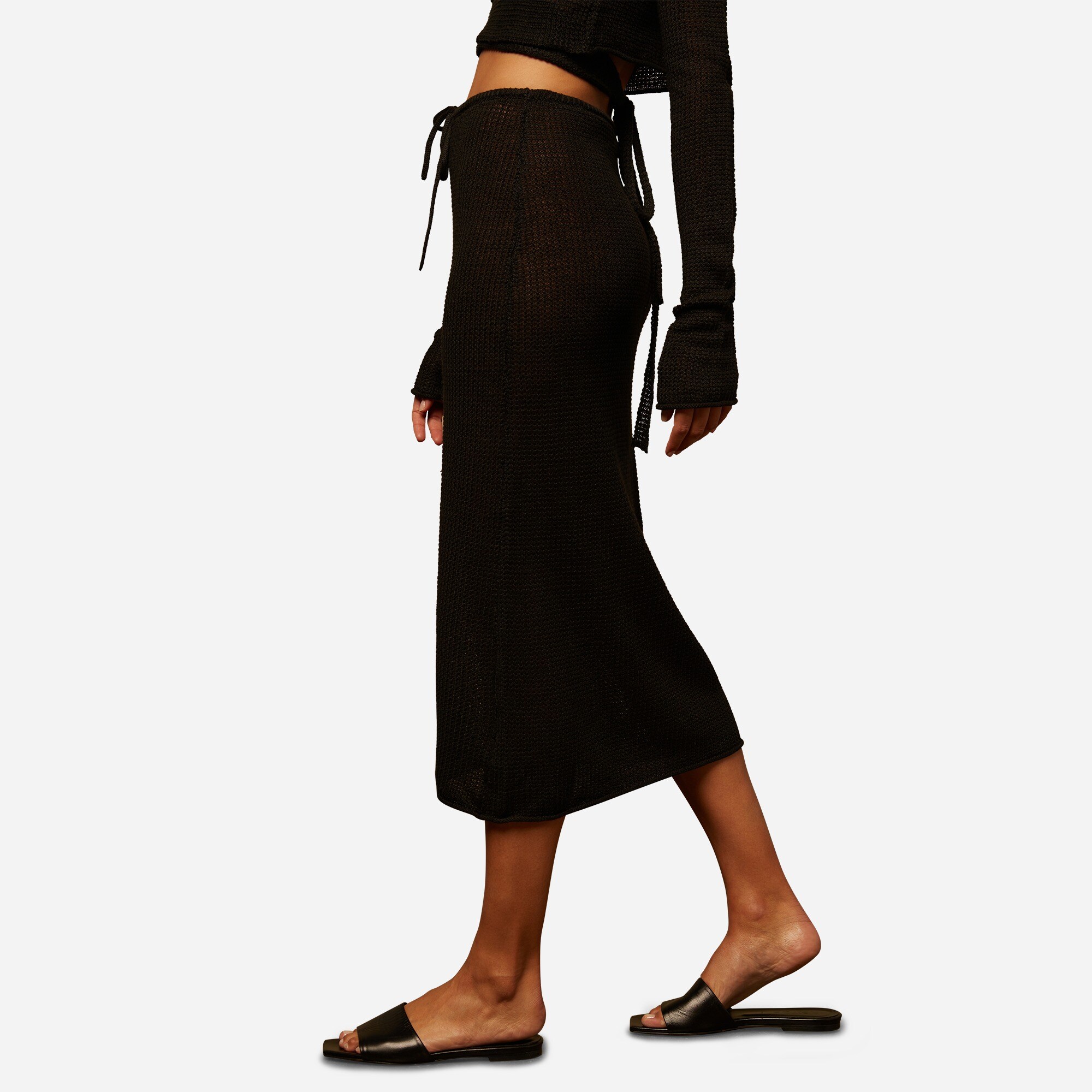 Onia textured linen drawstring midi sweater-skirt