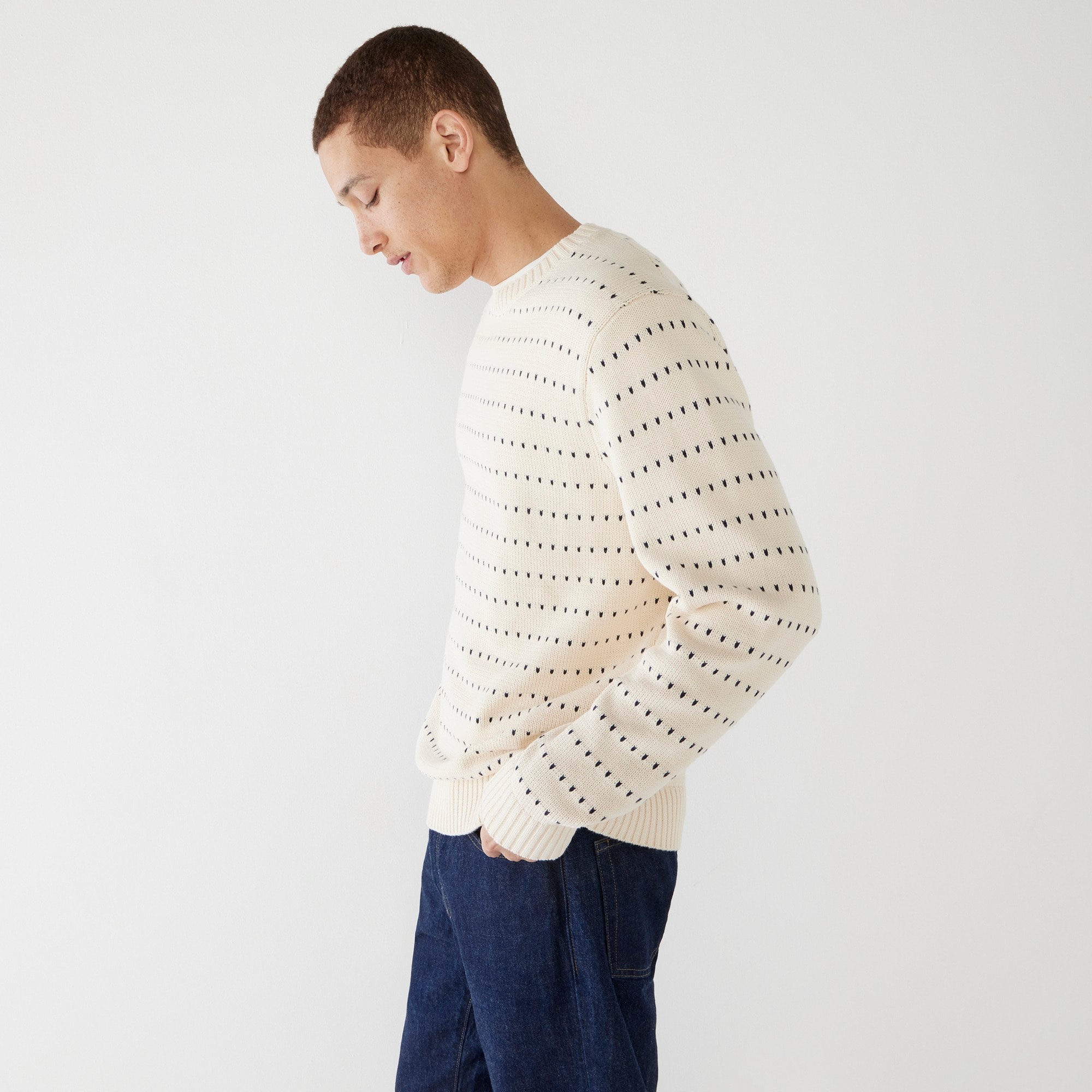 Heritage cotton sweater in bird's-eye stitch