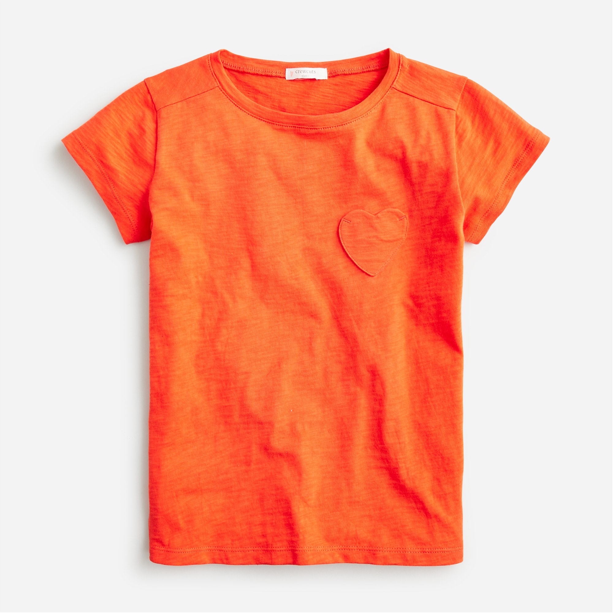 Girls' short-sleeve heart-pocket T-shirt