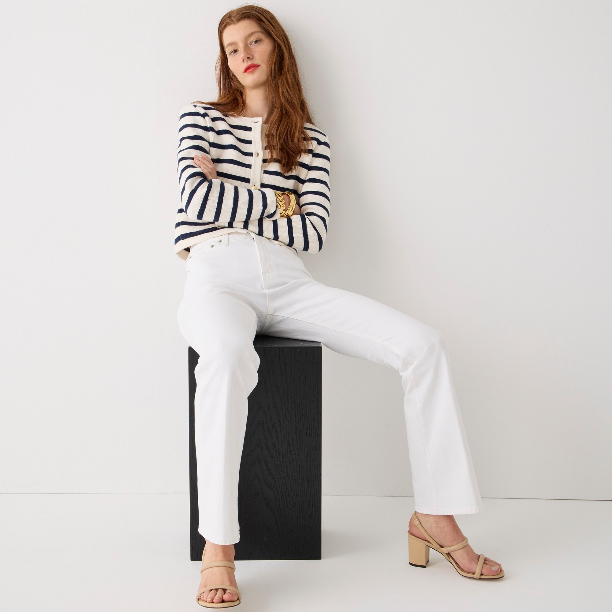Full-length demi-boot jean in white wash