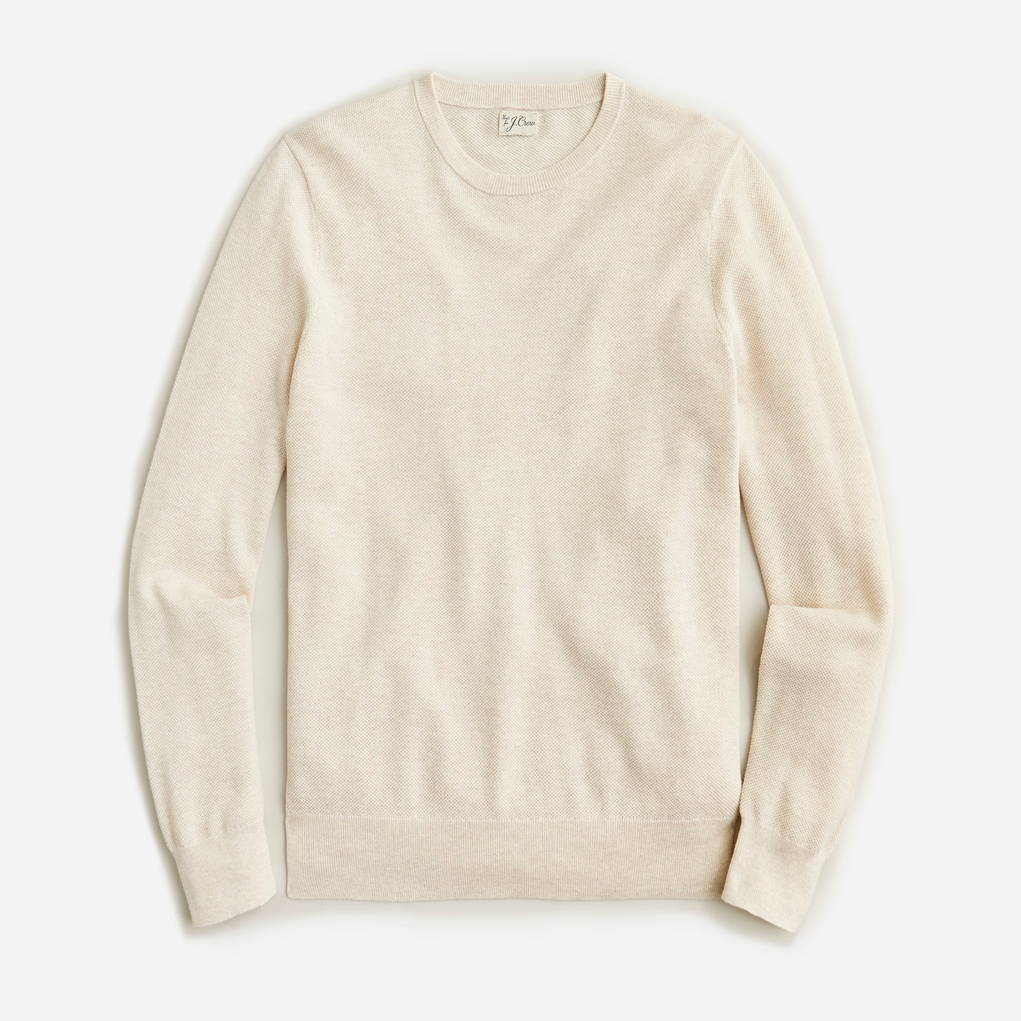 Cotton piqué-stitch crewneck sweater