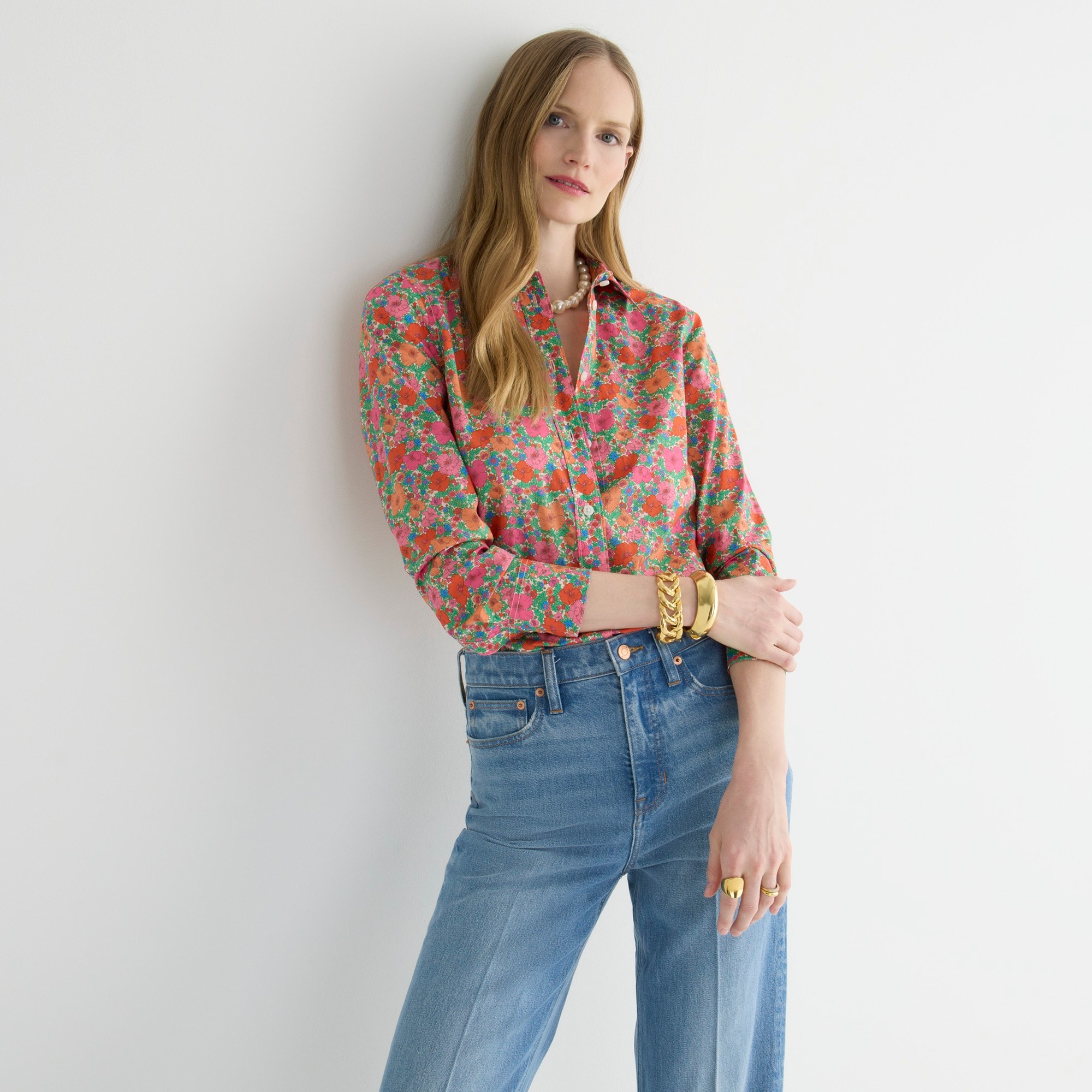 Slim-fit shirt in Liberty® Meadow Song fabric