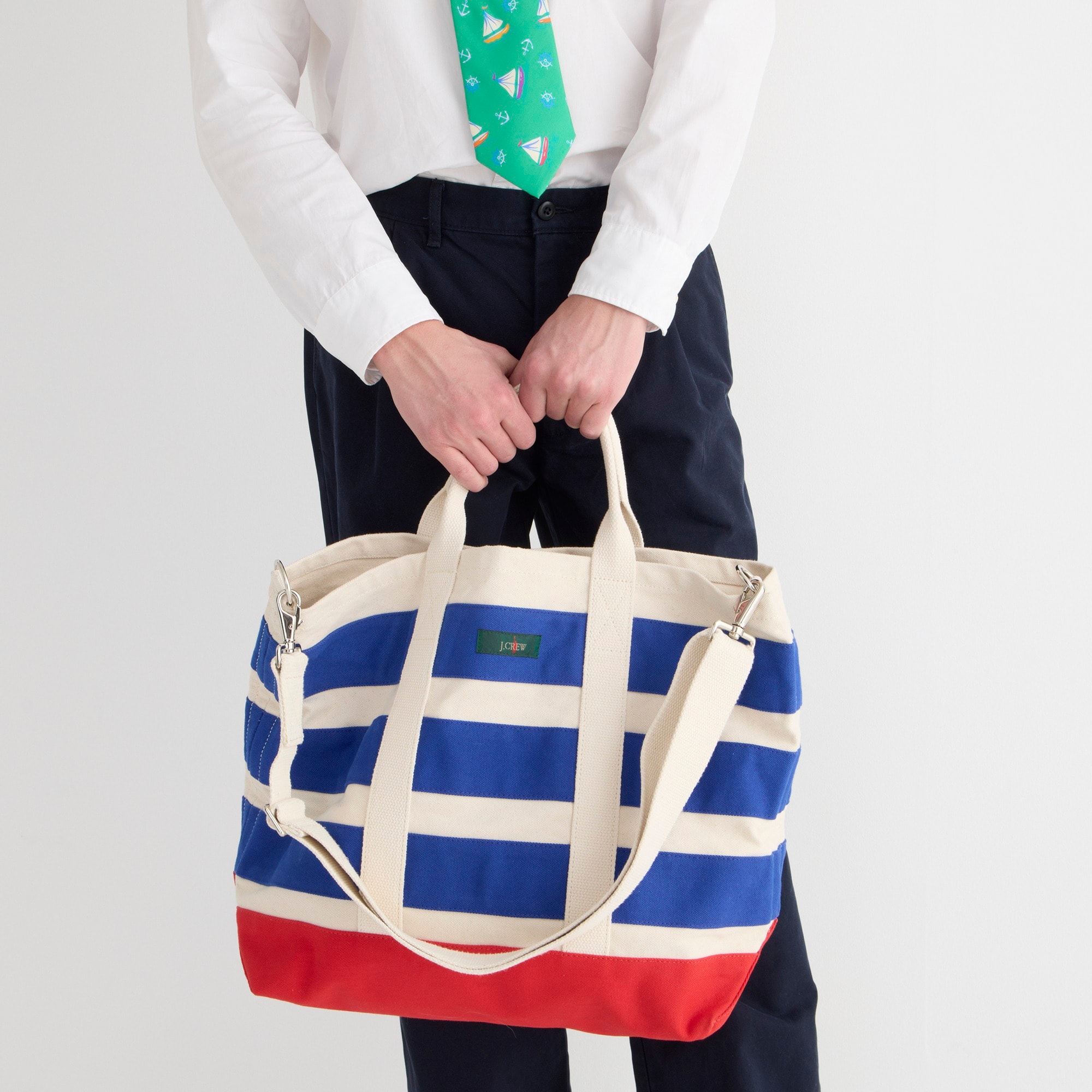 Limited-edition large canvas tote with webbing strap