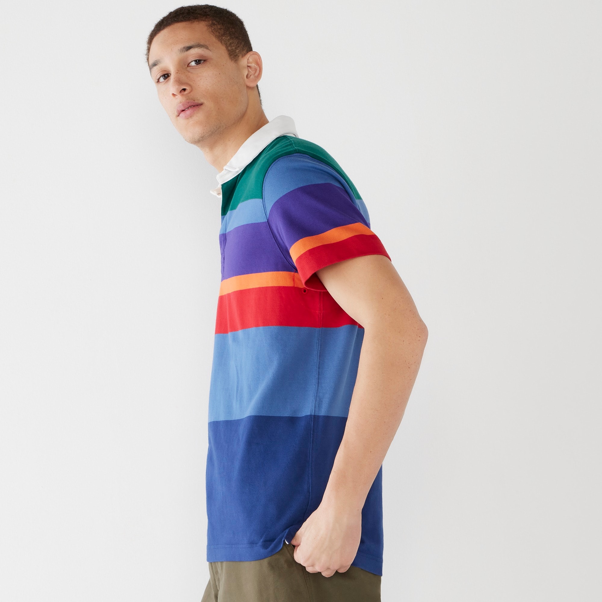 Short-sleeve rugby shirt in colorblock