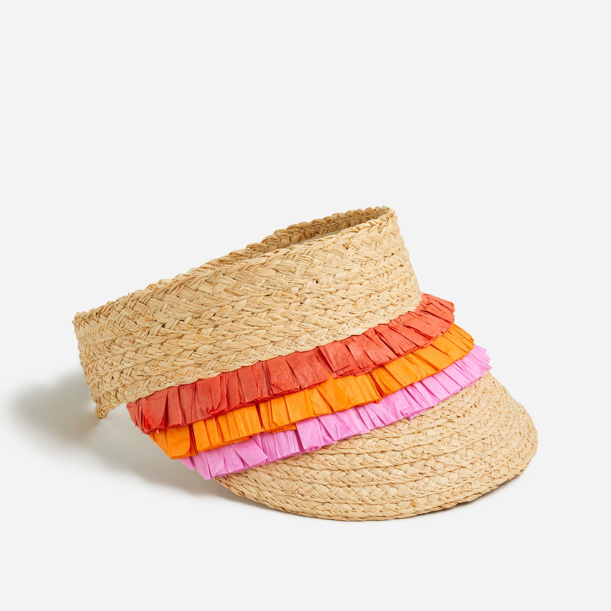 Girls' straw fringe visor