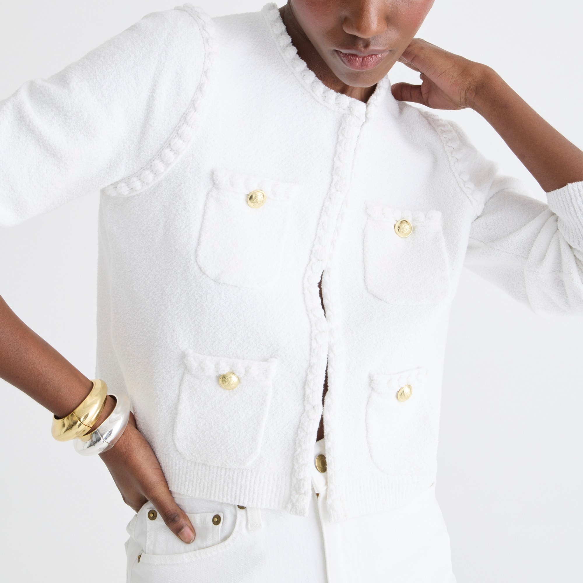 Odette sweater lady jacket in cotton-blend bouclé