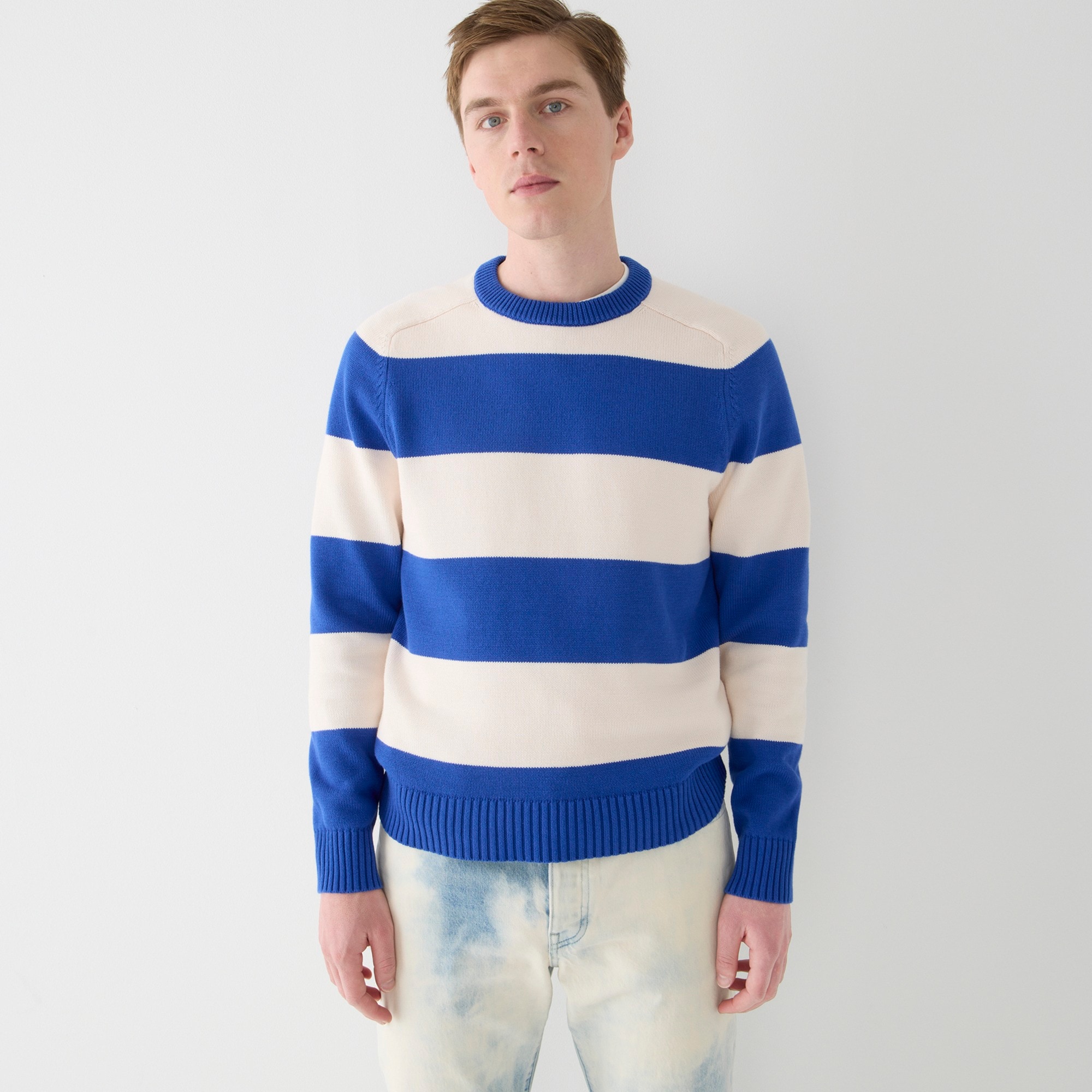 Heritage cotton crewneck sweater in stripe